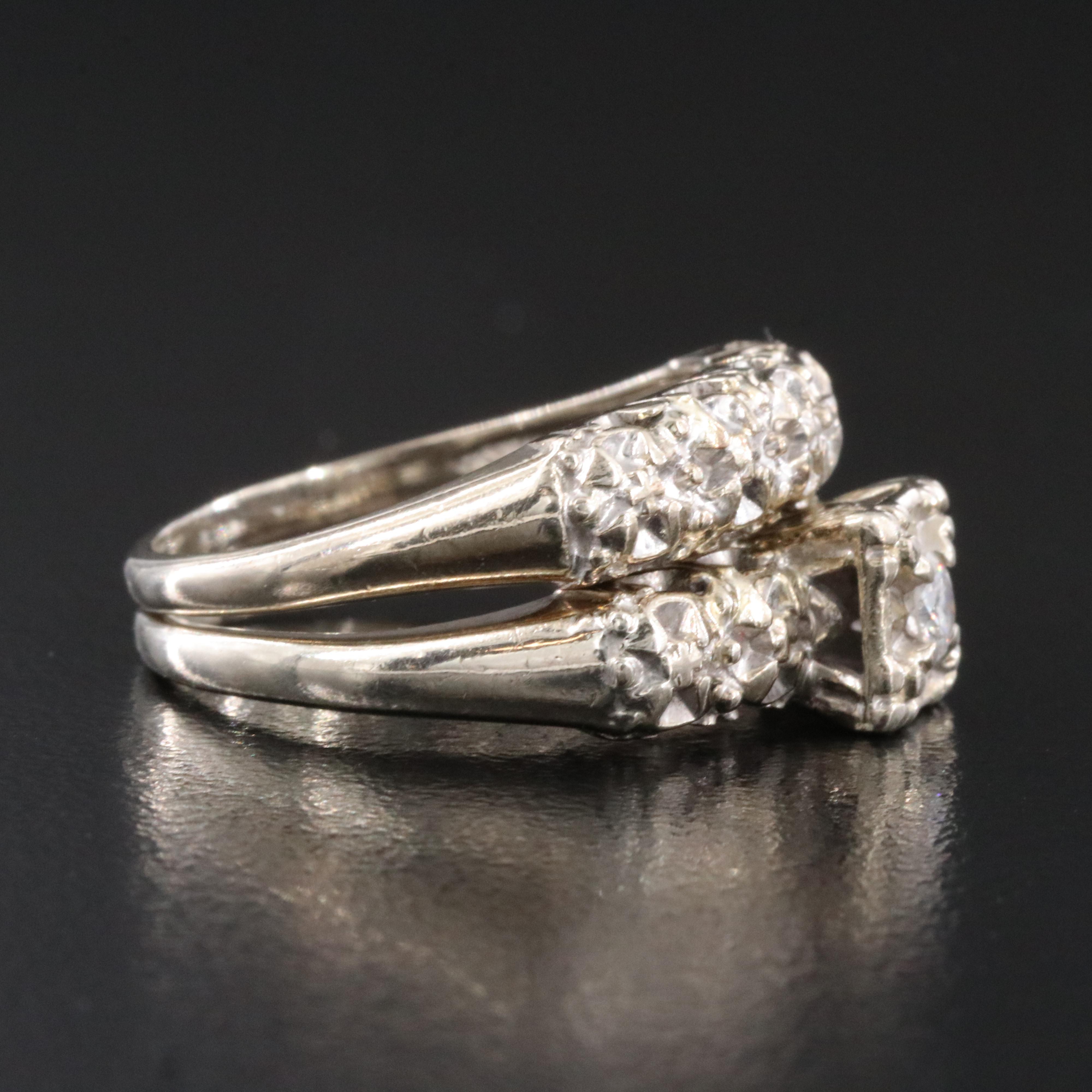Vintage 14K 0.14 CT Diamond Ring Set