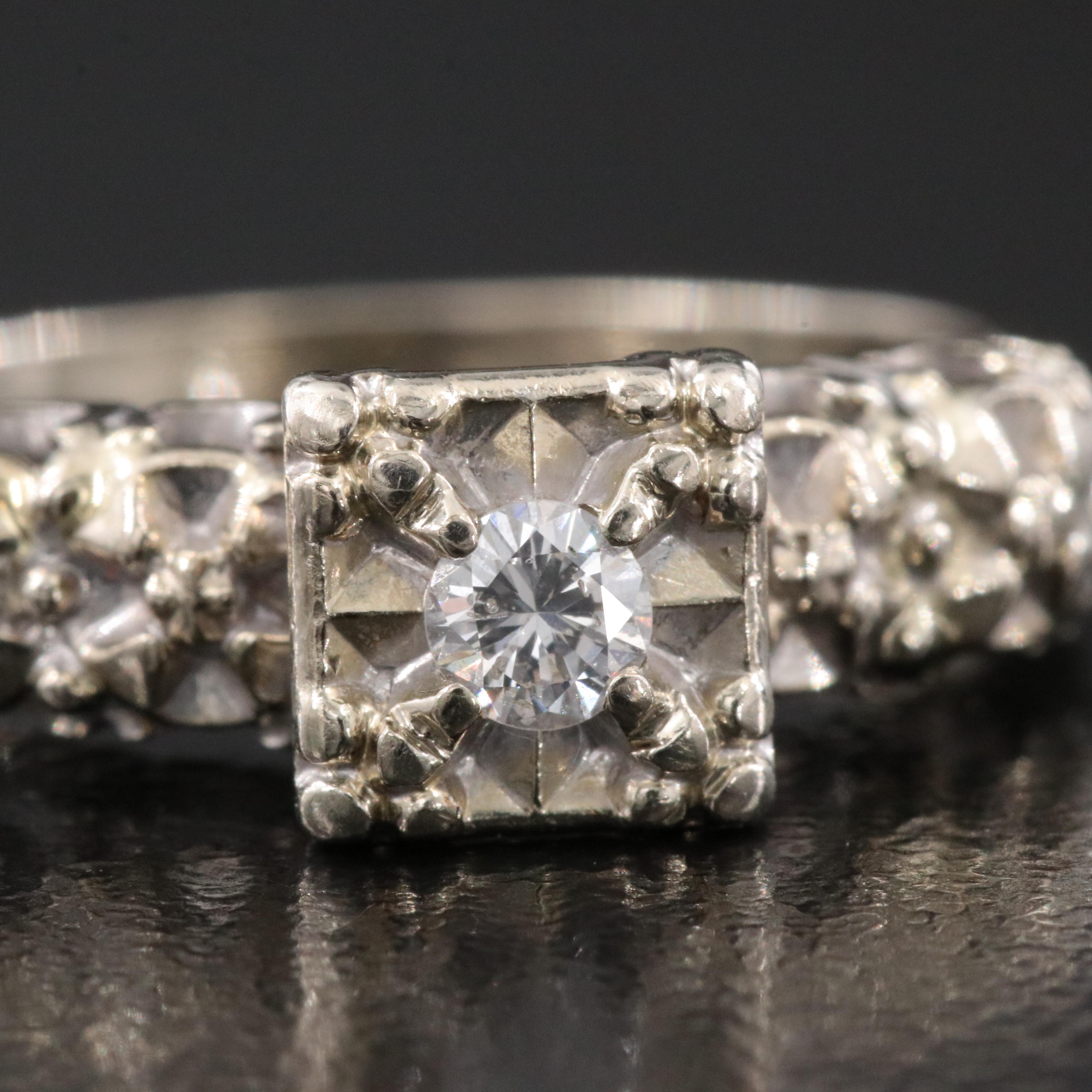 Vintage 14K 0.14 CT Diamond Ring Set