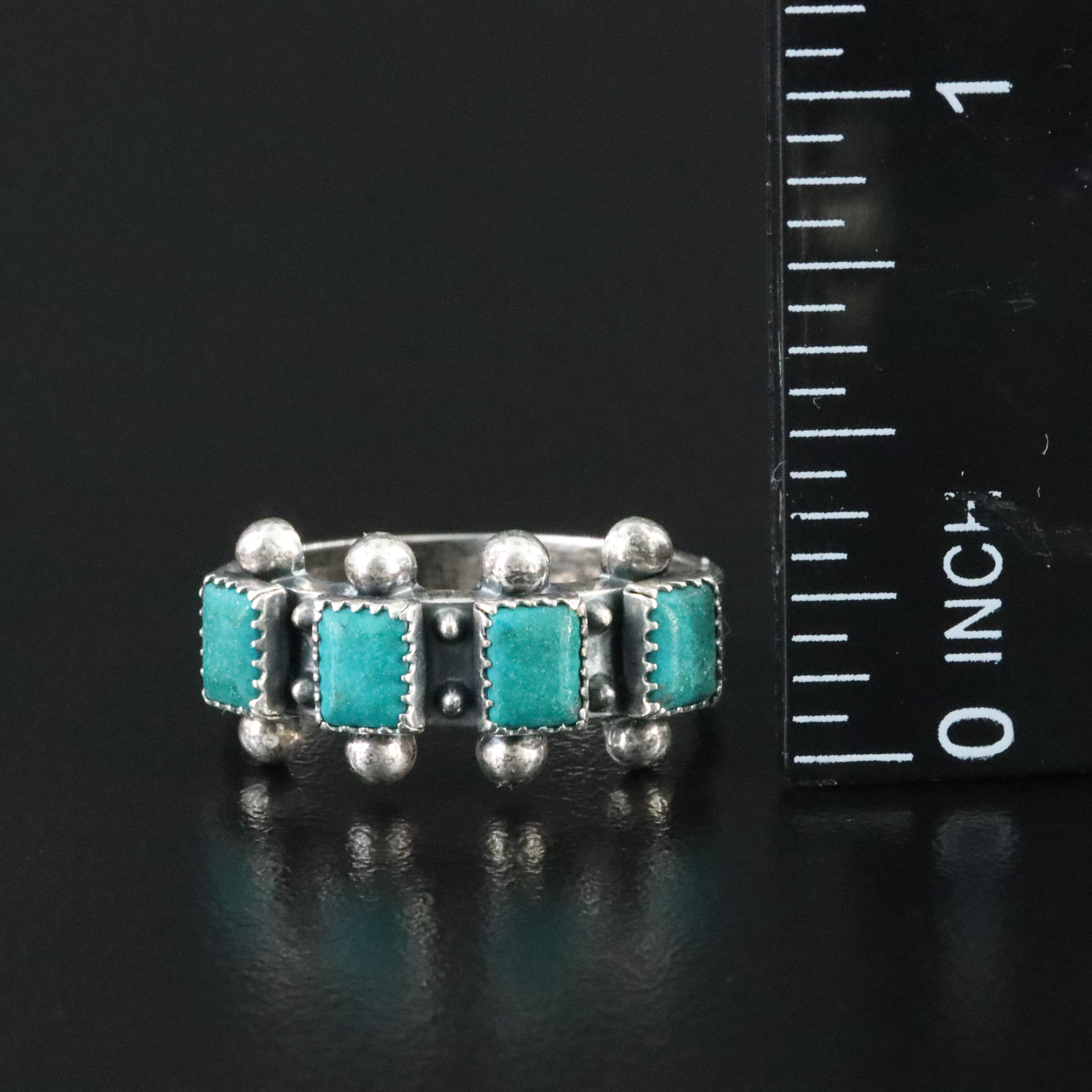 Southwestern Sterling Ring and Turquoise Inlay Cuffs