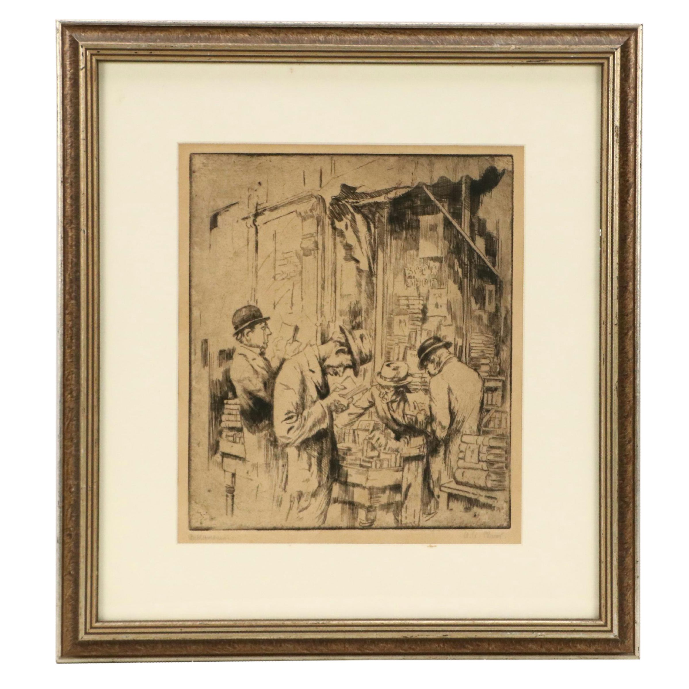 Alexander Aladar Blum Etching "Biblismaniars (Biblimaniacs)," Circa 1936