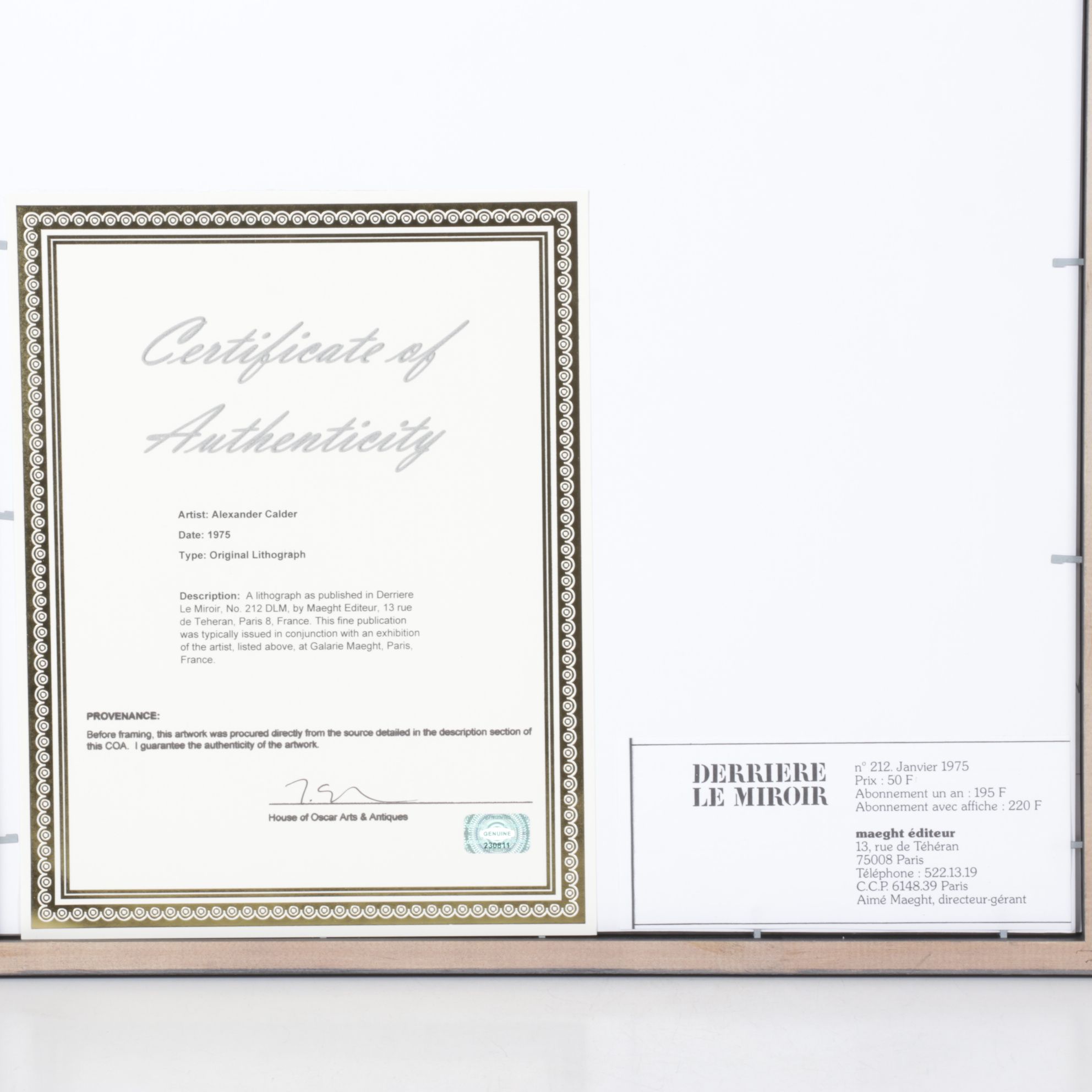 Alexander Calder Color Lithograph for "Derrière le Miroir," 1975