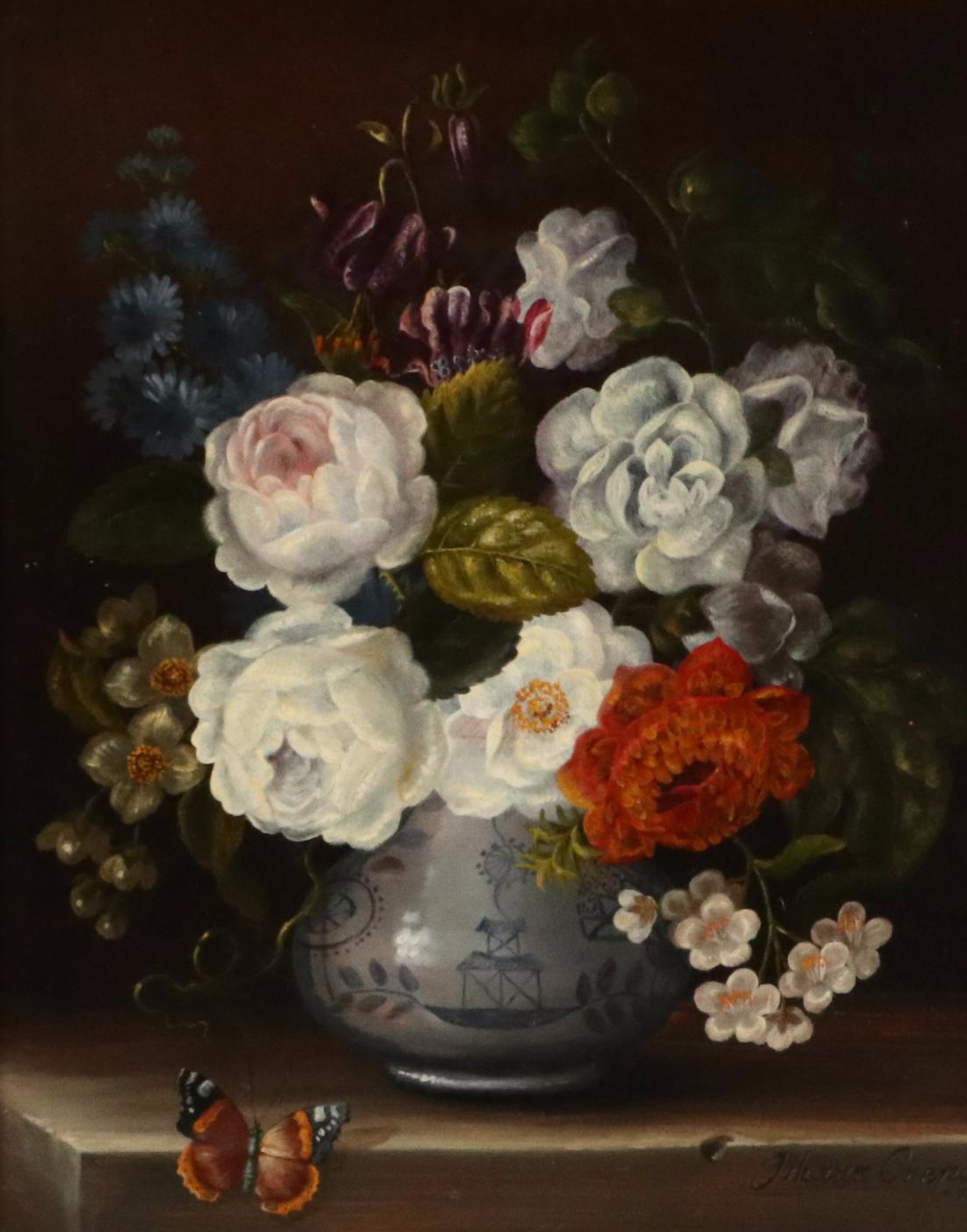 Johann Crepaz Oil Painting of Floral Still Life, Mid-20th Century