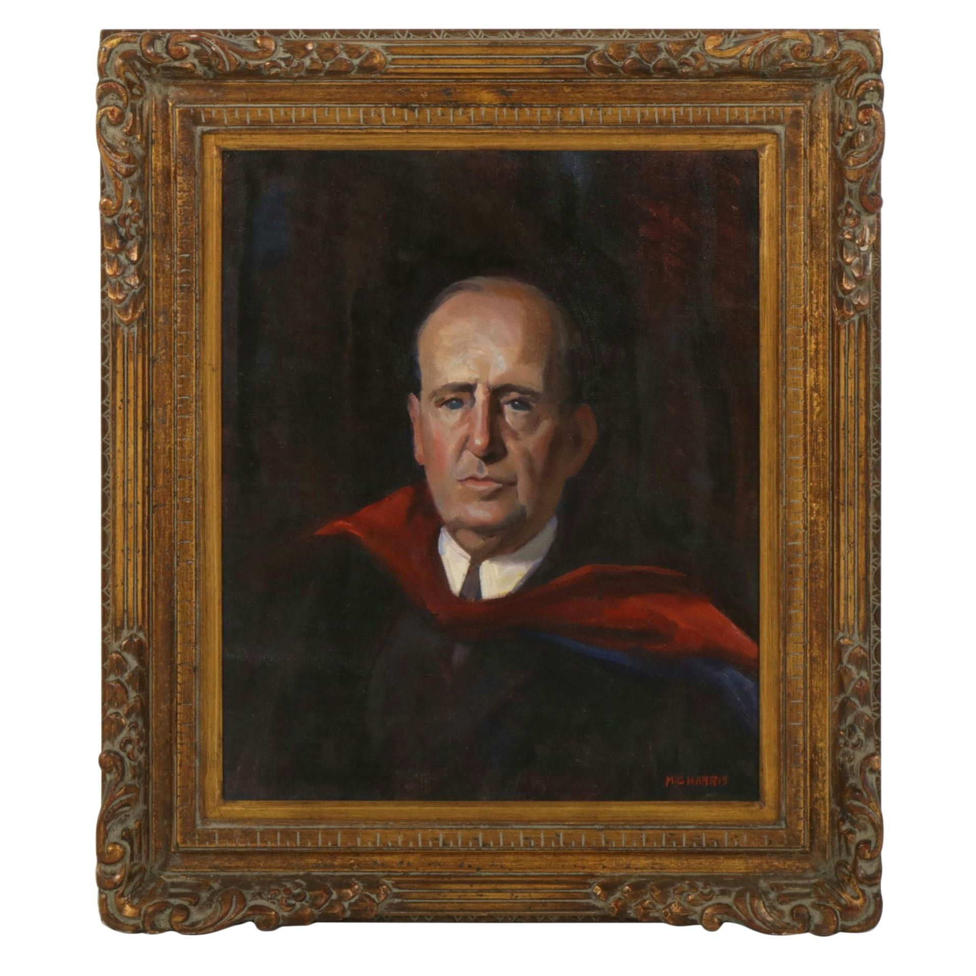 Marian Harris Portrait Oil Painting "Judge Leighton", Mid-20th Century