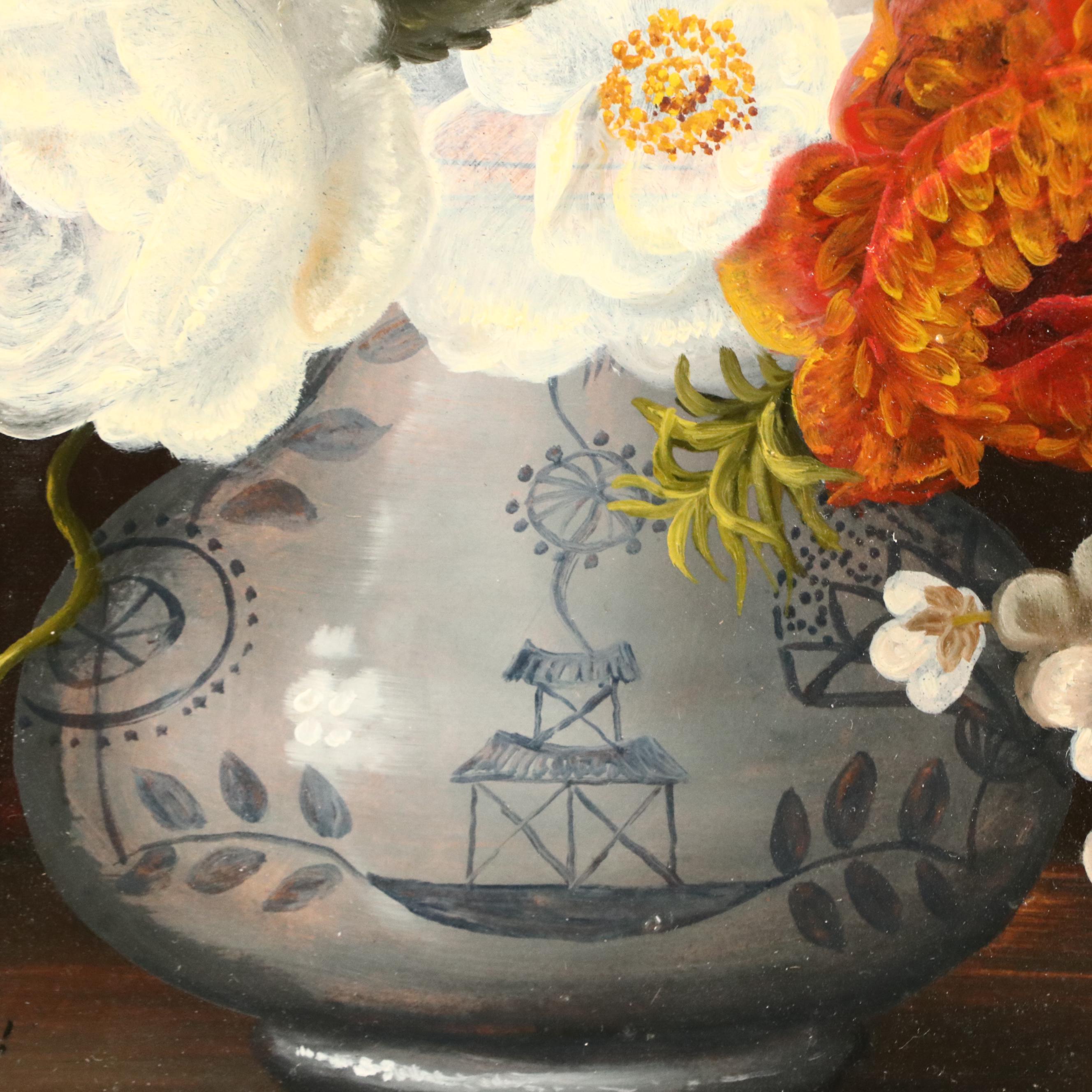 Johann Crepaz Oil Painting of Floral Still Life, Mid-20th Century