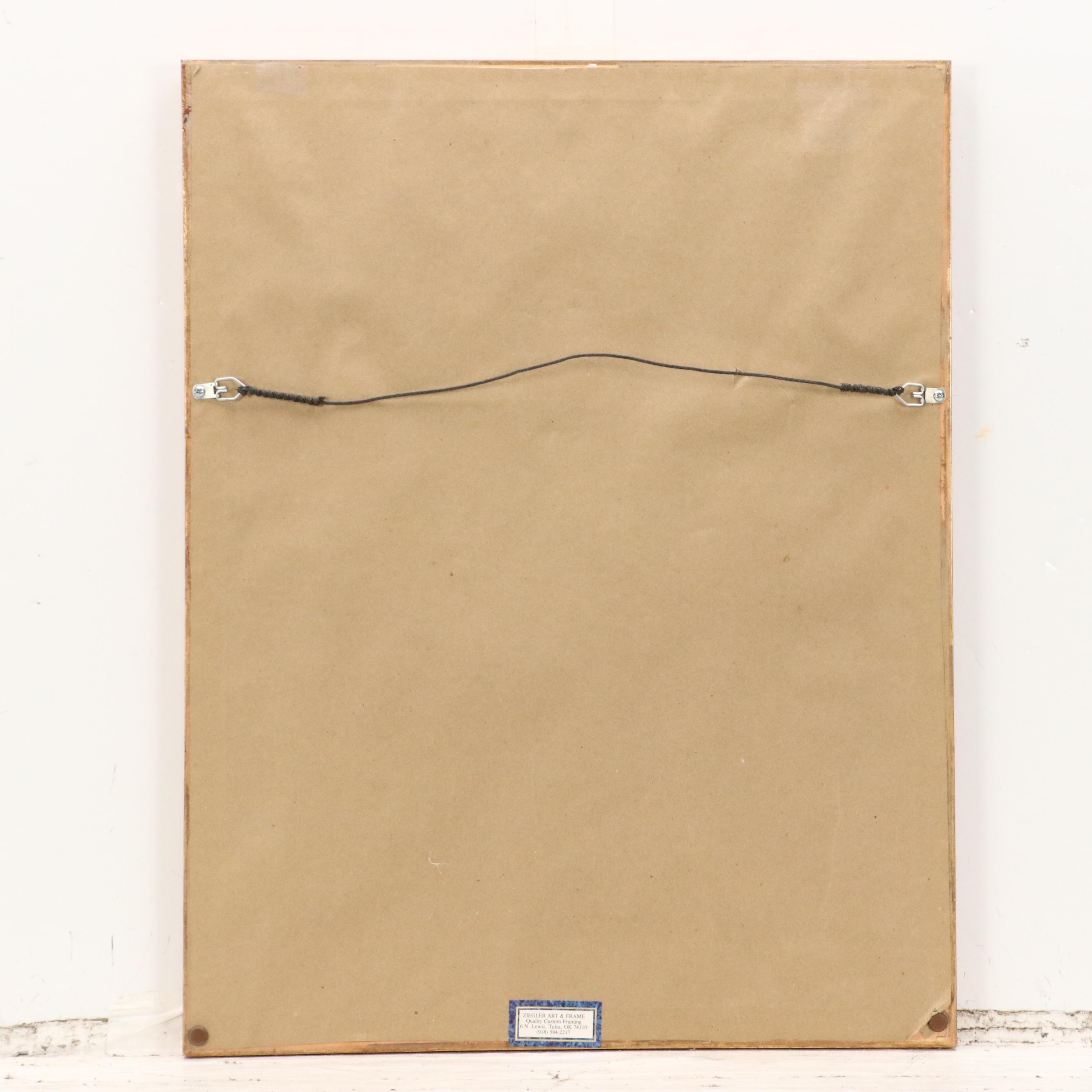 Watercolor Painting of Neoclassical Fountain, Late 20th Century