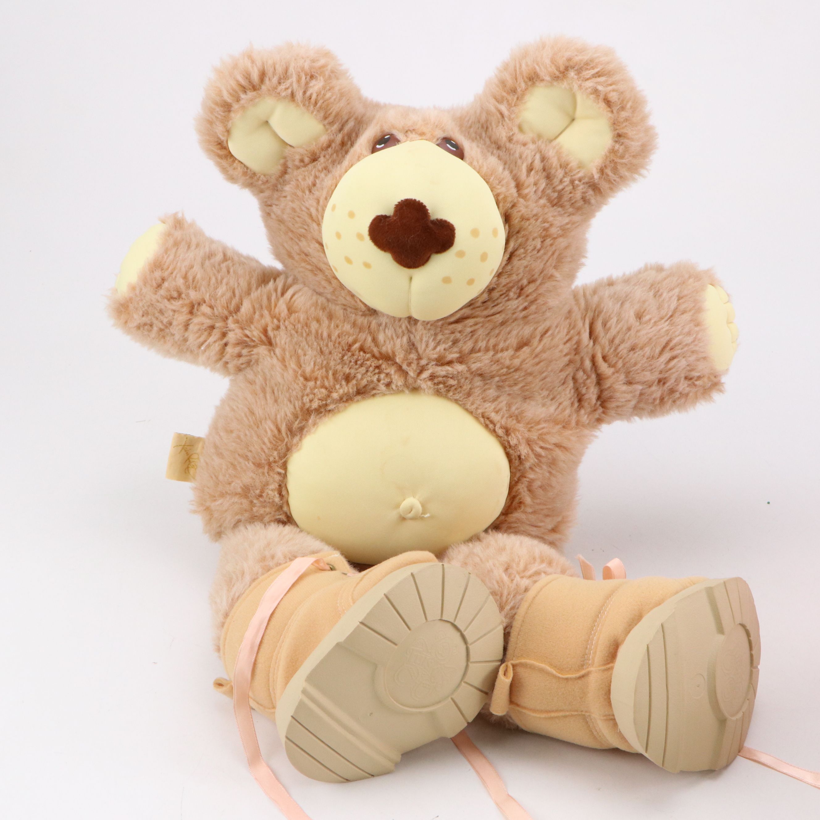 Xavier Roberts Furskins Plush Bear with Cabbage Patch Kids, 1980s