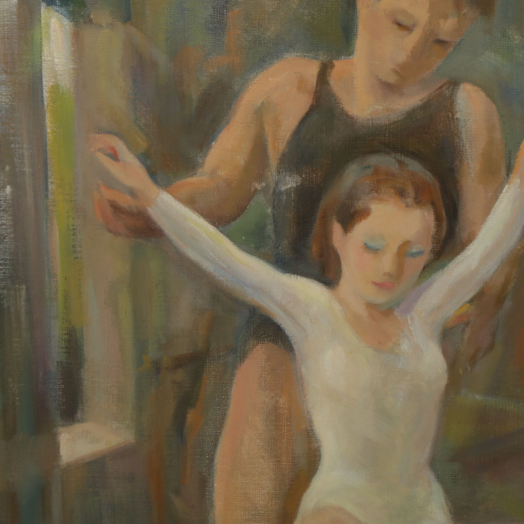 Marian D. Harris Oil Painting "Ballet Practice", Mid-20th Century