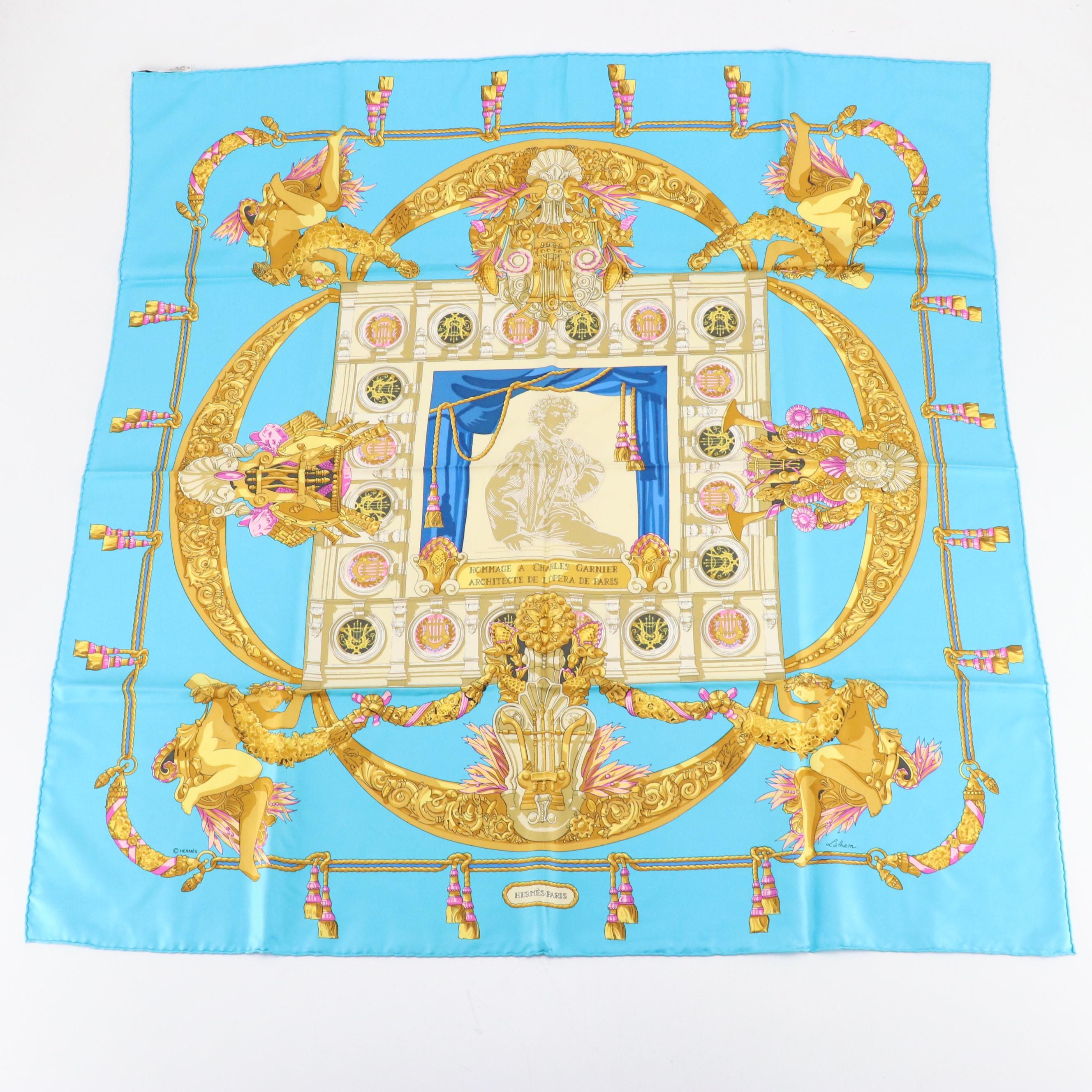Hermès "Hommage A Charles Garnier" Silk Twill Scarf 90