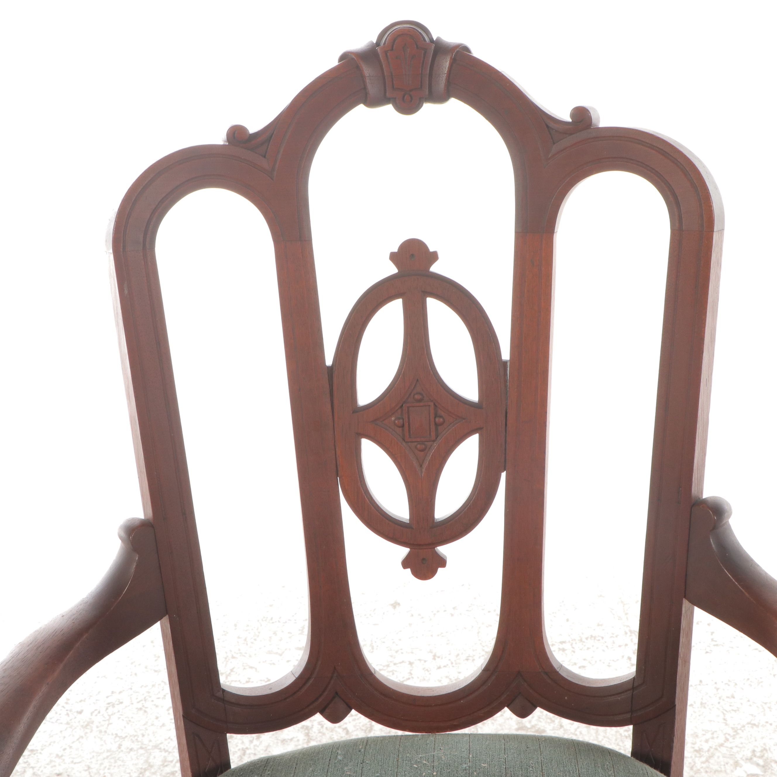 Set of Six Chippendale Style Walnut Chairs