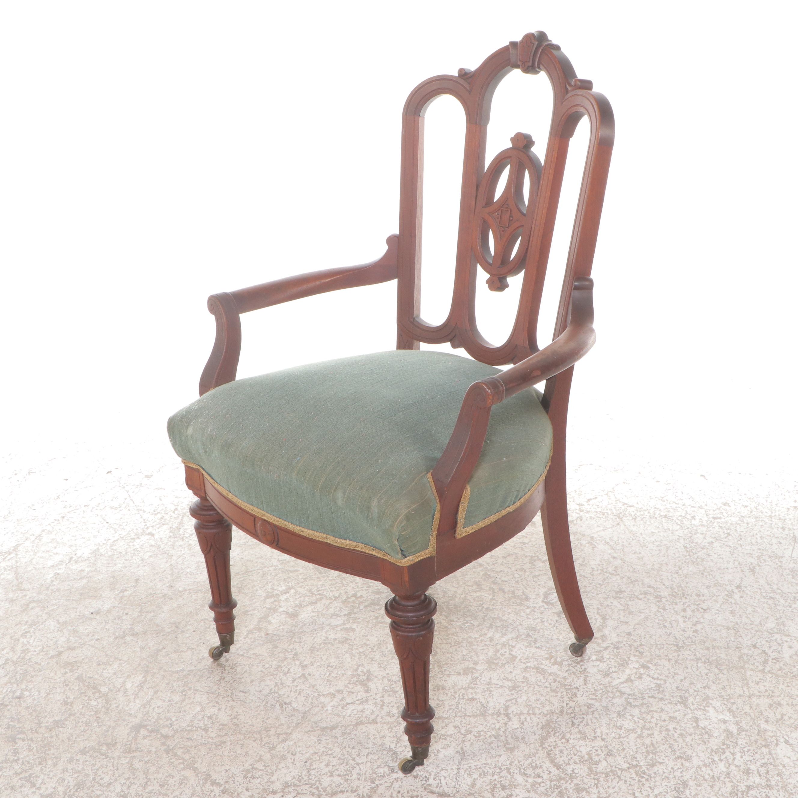 Set of Six Chippendale Style Walnut Chairs