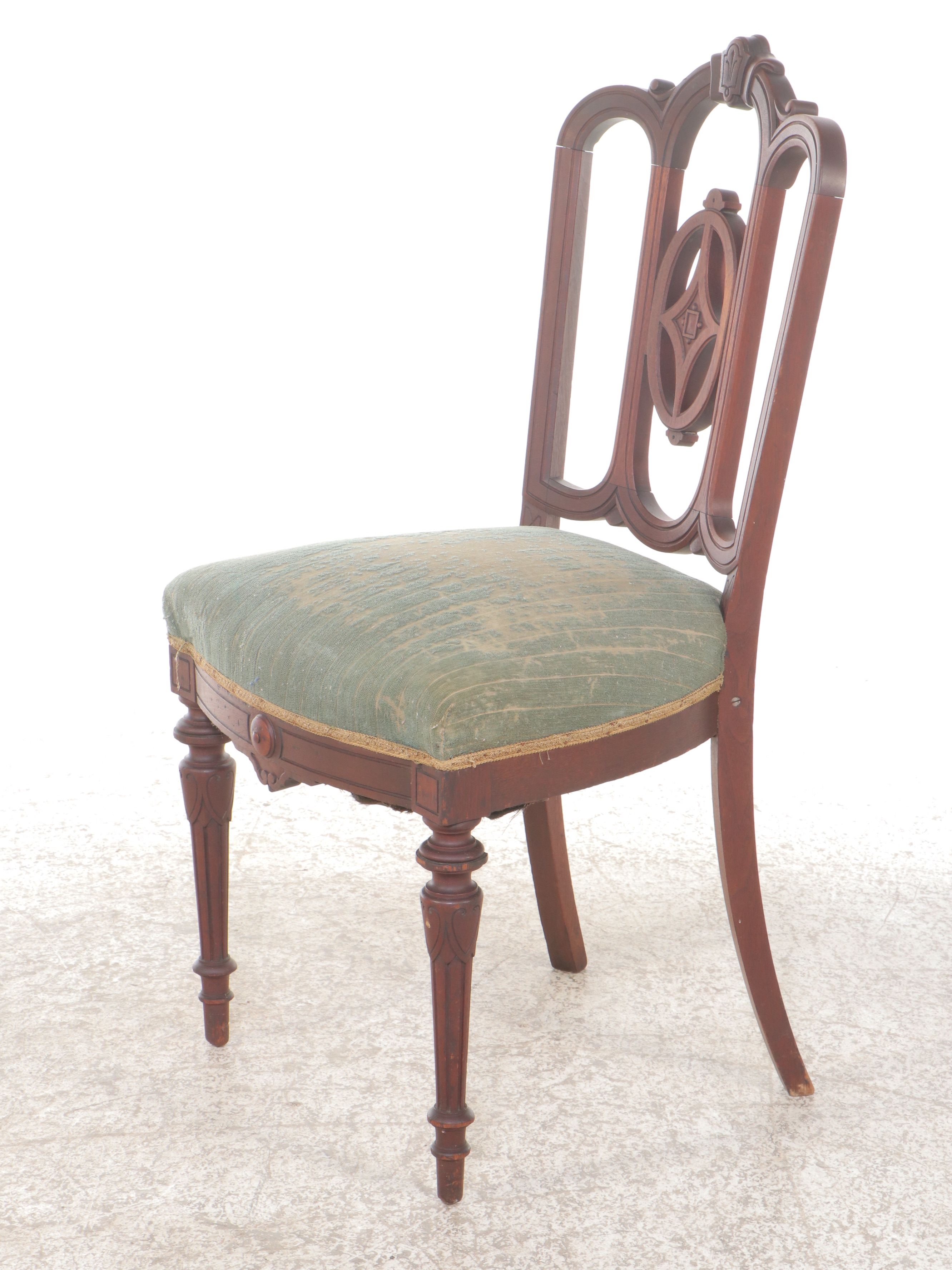 Set of Six Chippendale Style Walnut Chairs