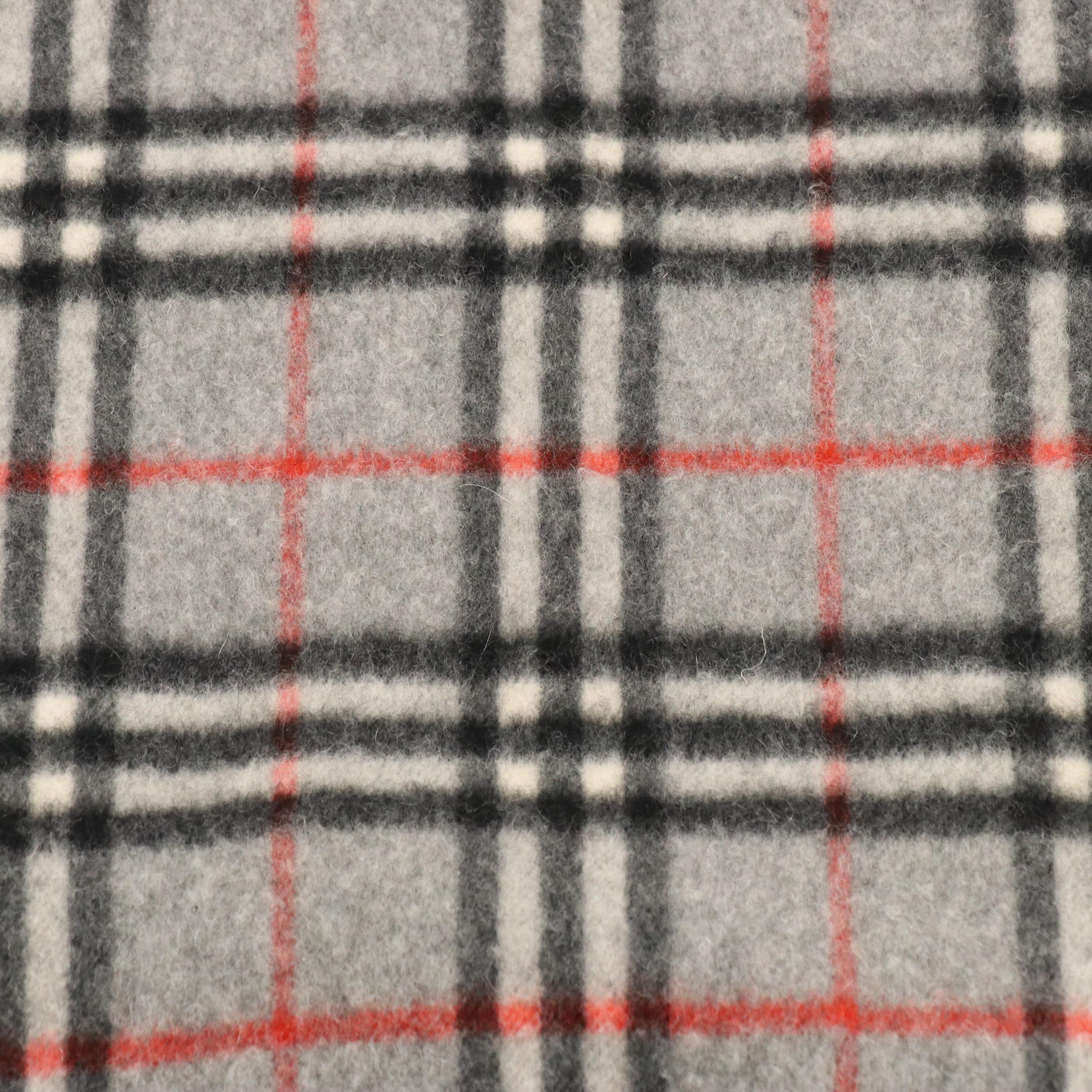 Burberrys Grey House Check Cashmere Fringe Scarf