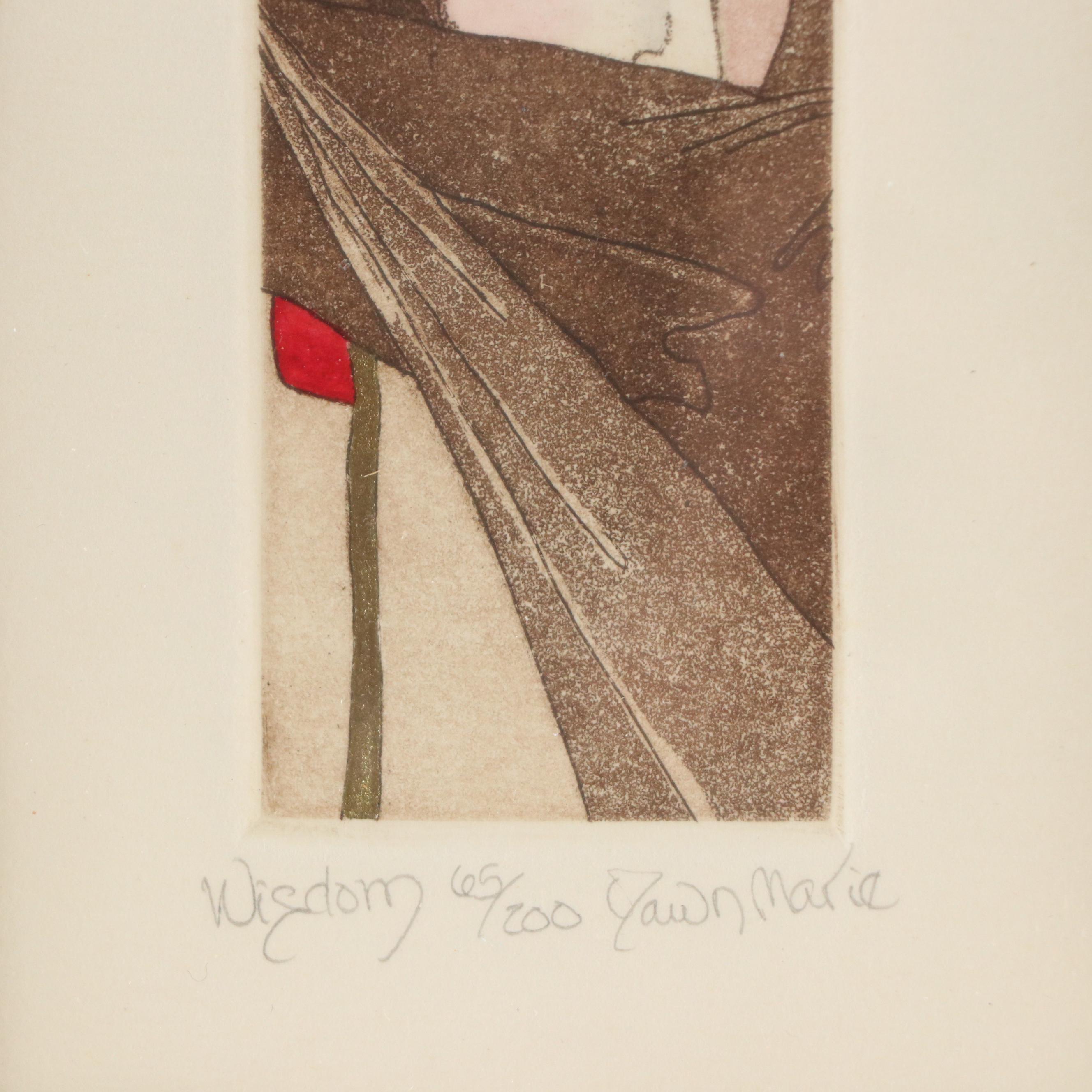 Dawn Marie Hand-Colored Aquatint "Wisdom"