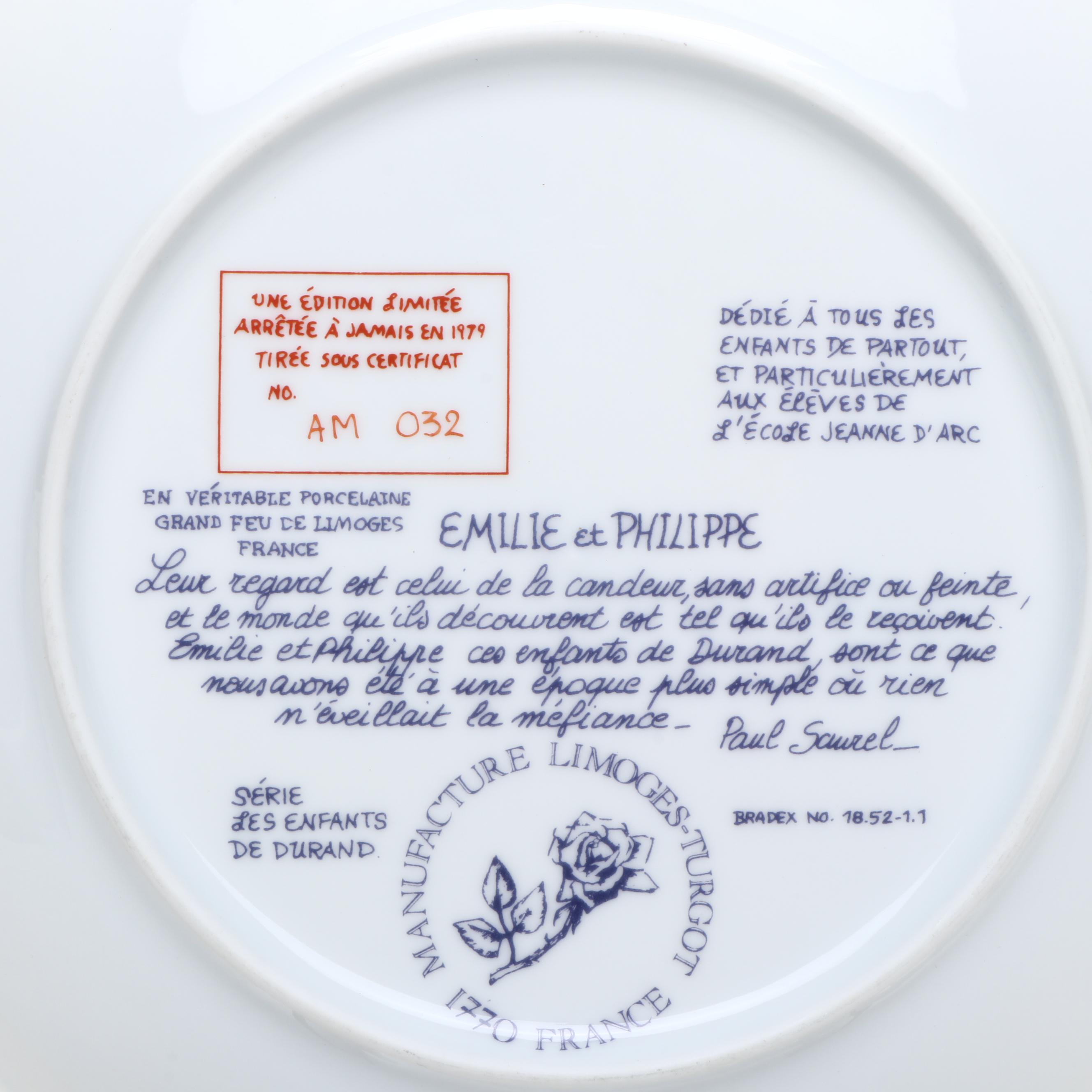 Limoges-Turgot "Durand's Children" and More Limited Edition Plates, 1980s