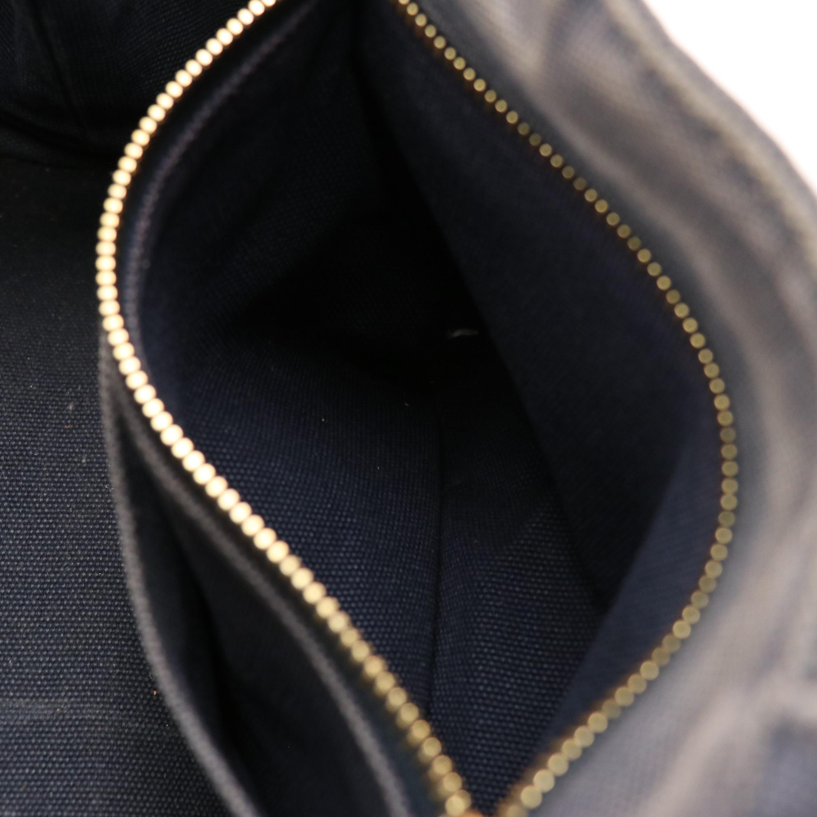 Prada Small Canapa Logo Tote in Dark Blue Washed Cotton Denim