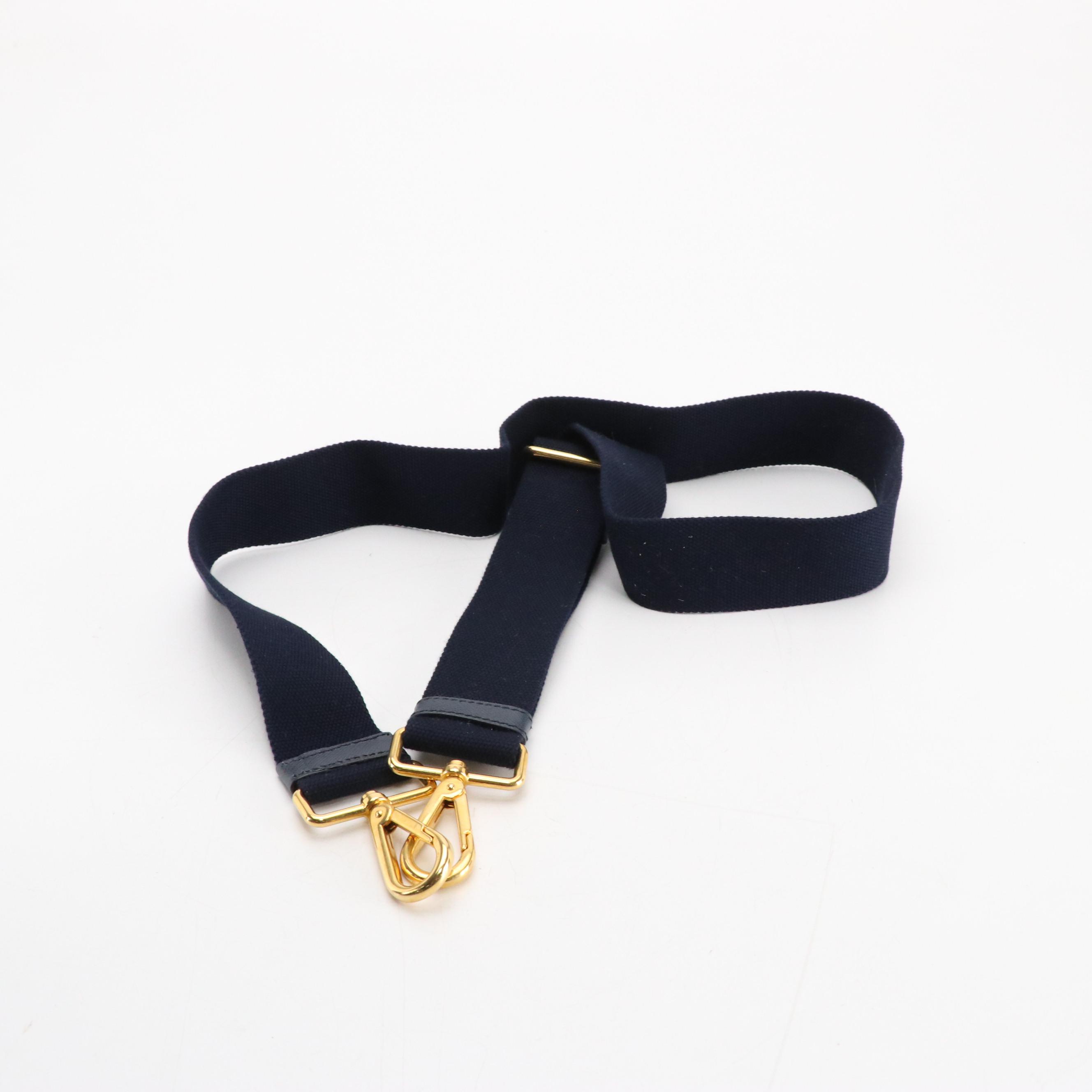 Prada Small Canapa Logo Tote in Dark Blue Washed Cotton Denim