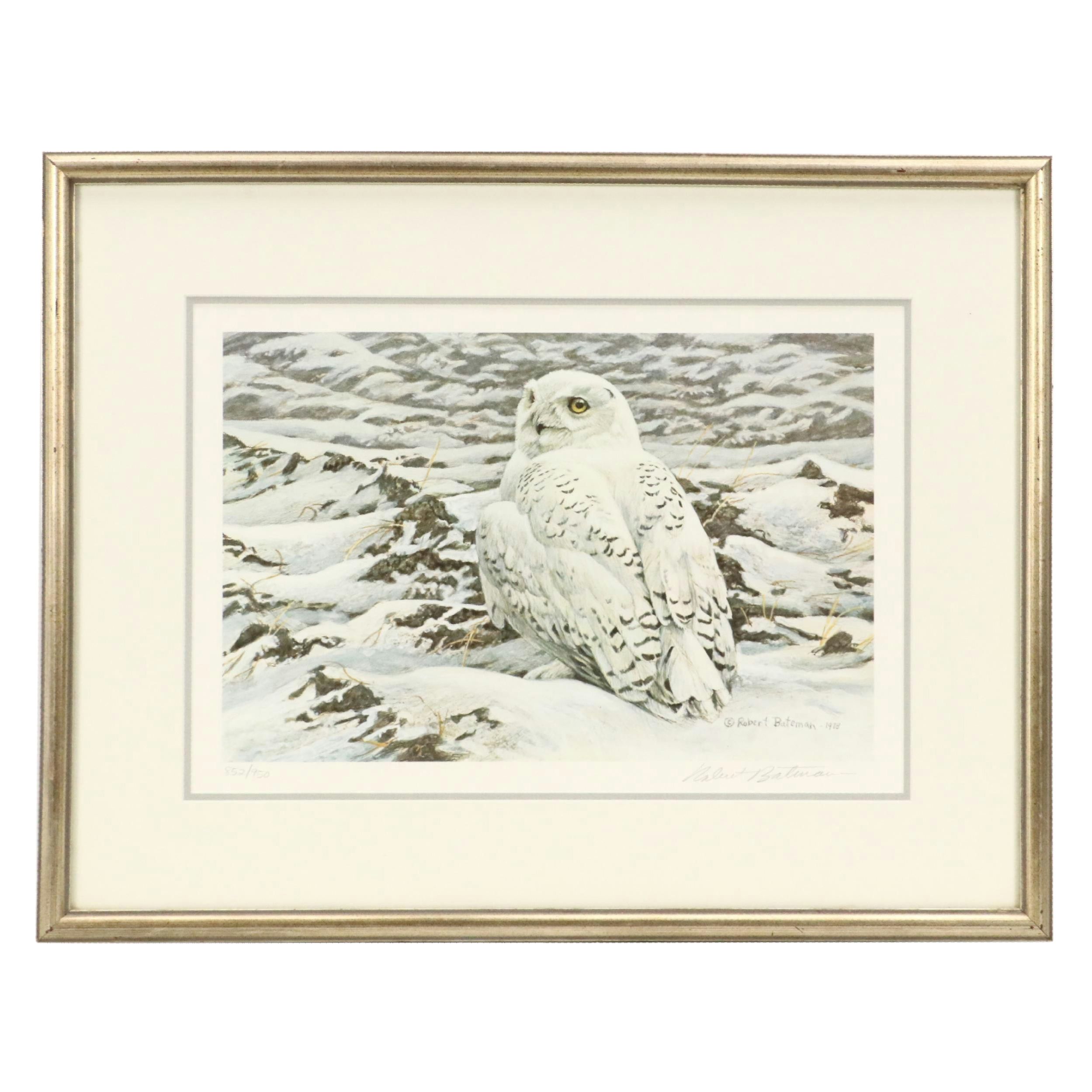 Robert M. Bateman Offset Lithograph "Plowed Field - Snowy Owl," 1987