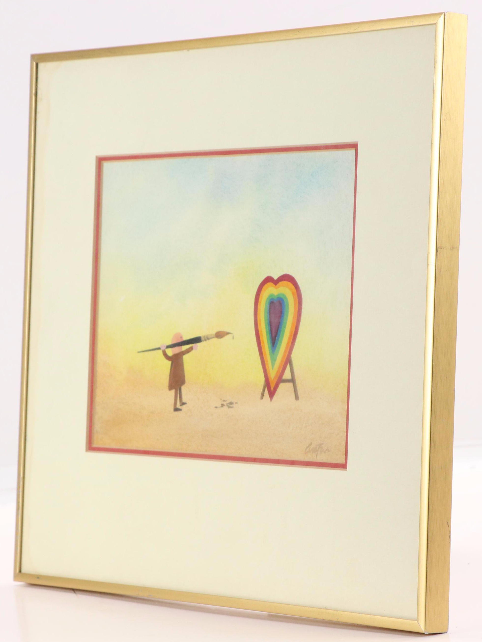 Whimsical Watercolor Painting "Heart of an Artist"