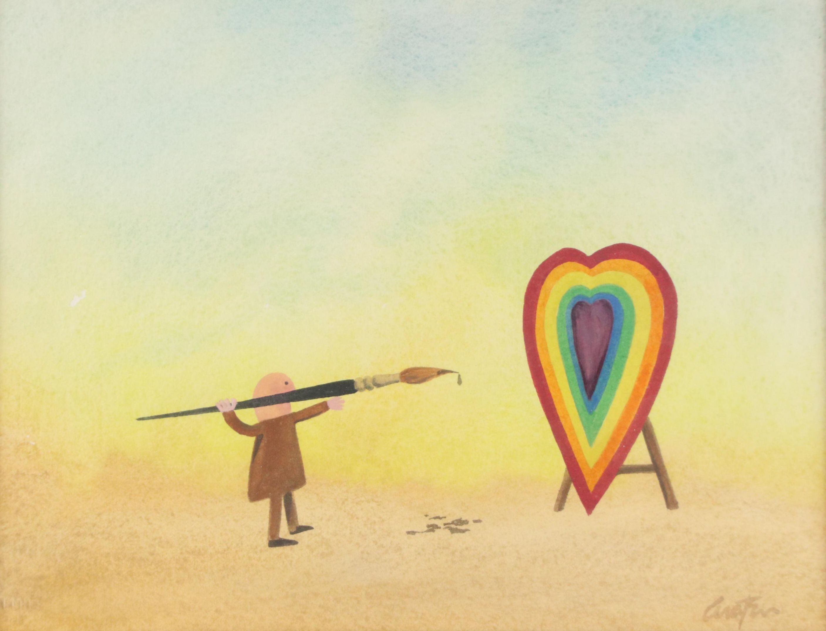 Whimsical Watercolor Painting "Heart of an Artist"