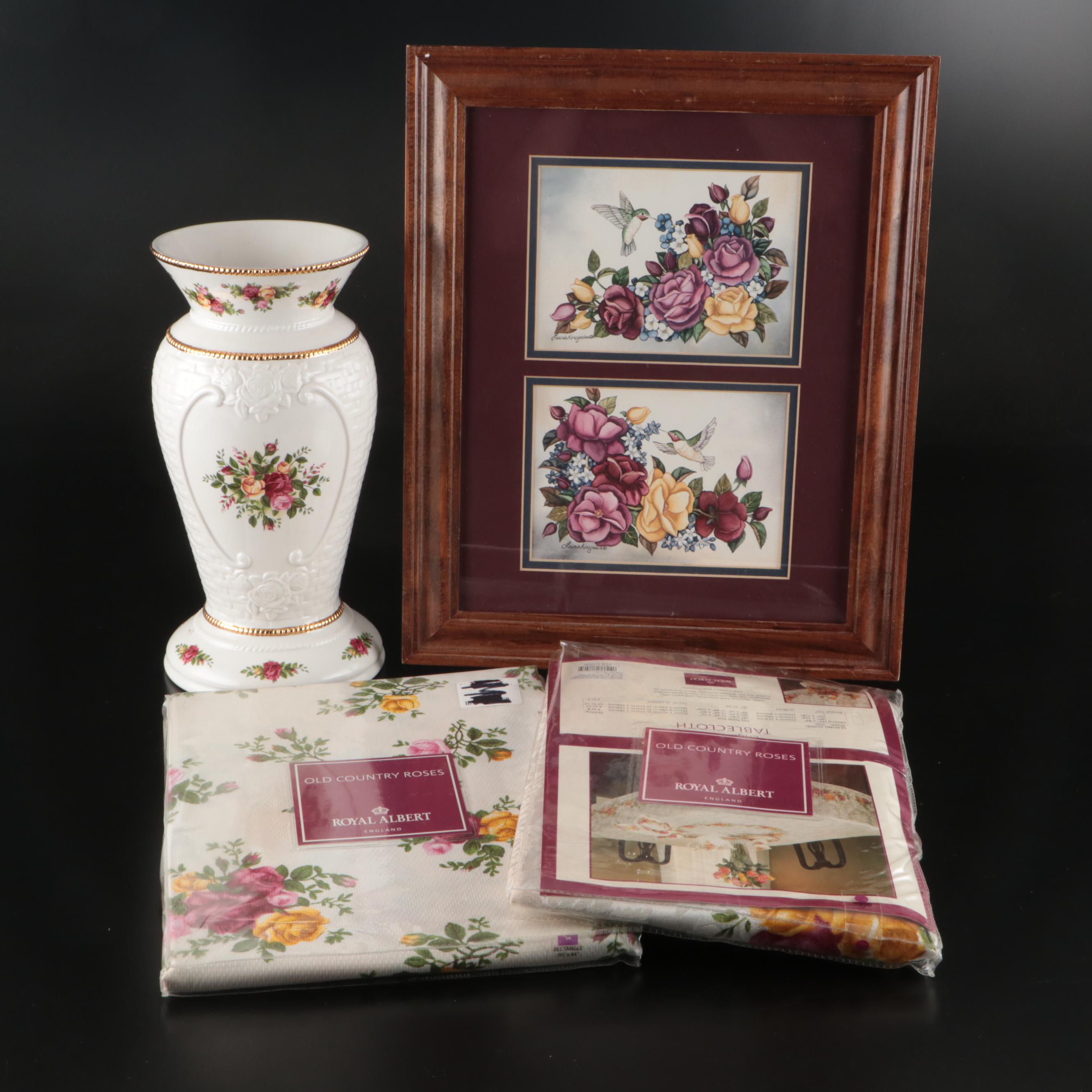 Royal Albert "Old Country Roses" Ceramic Vase with More Floral Décor