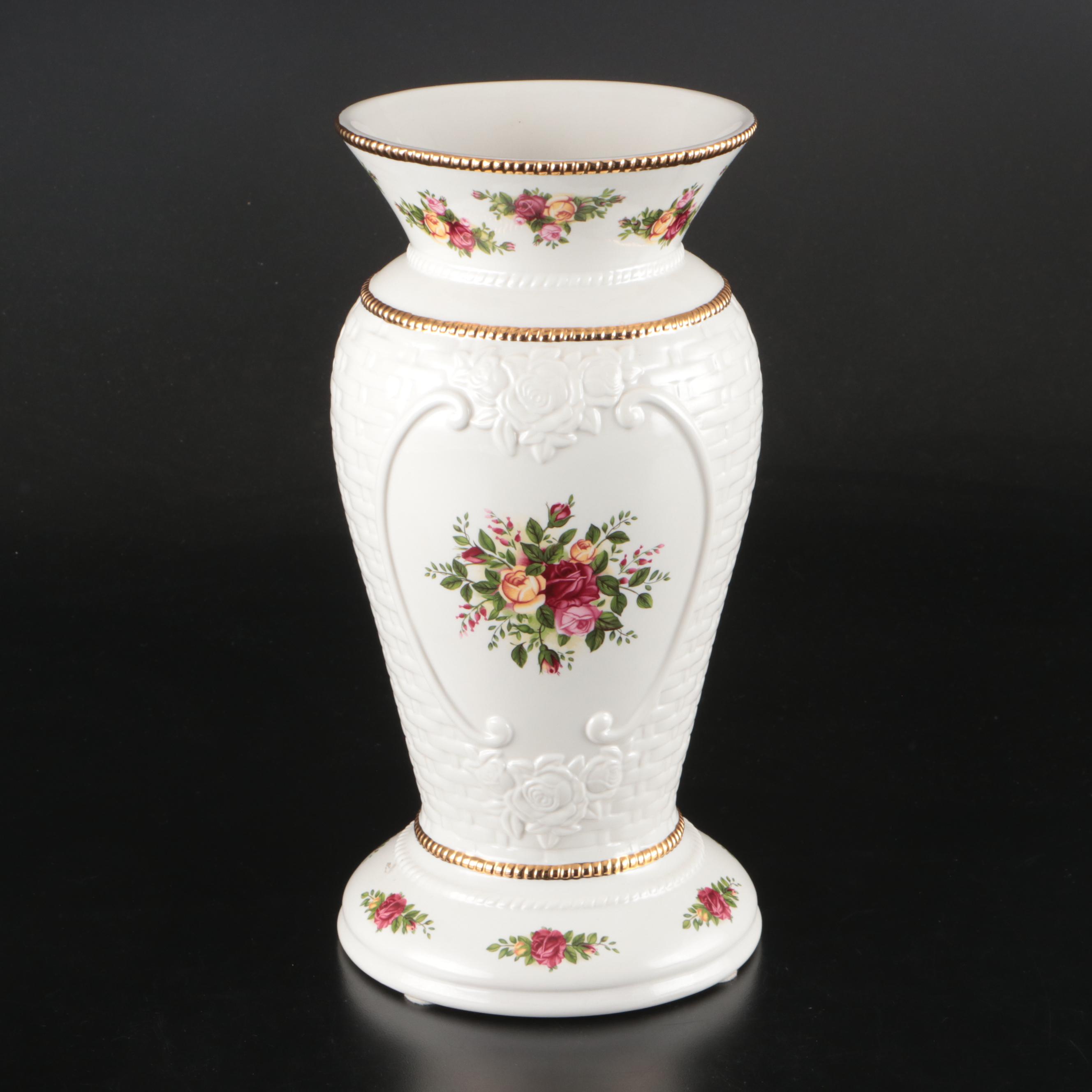 Royal Albert "Old Country Roses" Ceramic Vase with More Floral Décor