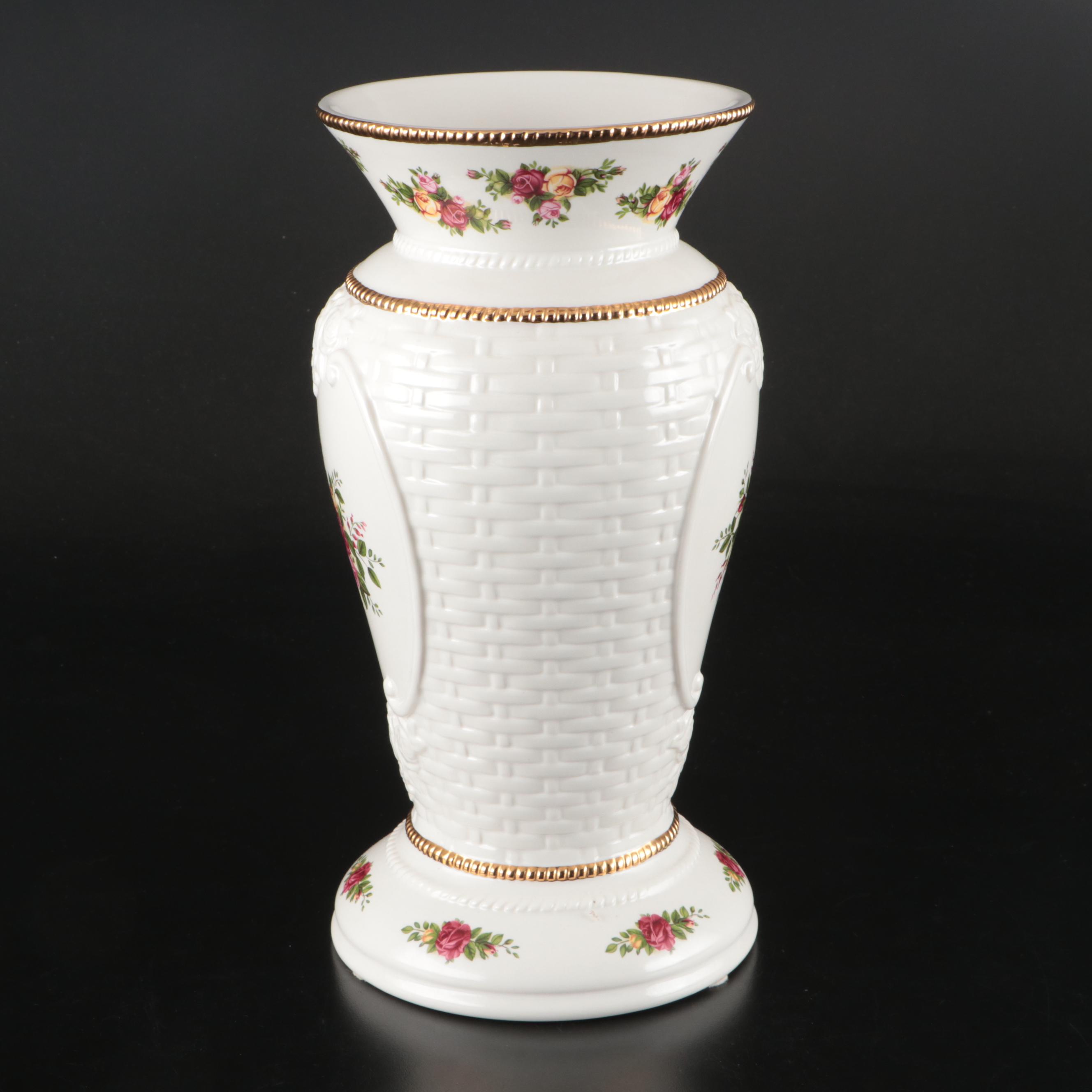 Royal Albert "Old Country Roses" Ceramic Vase with More Floral Décor
