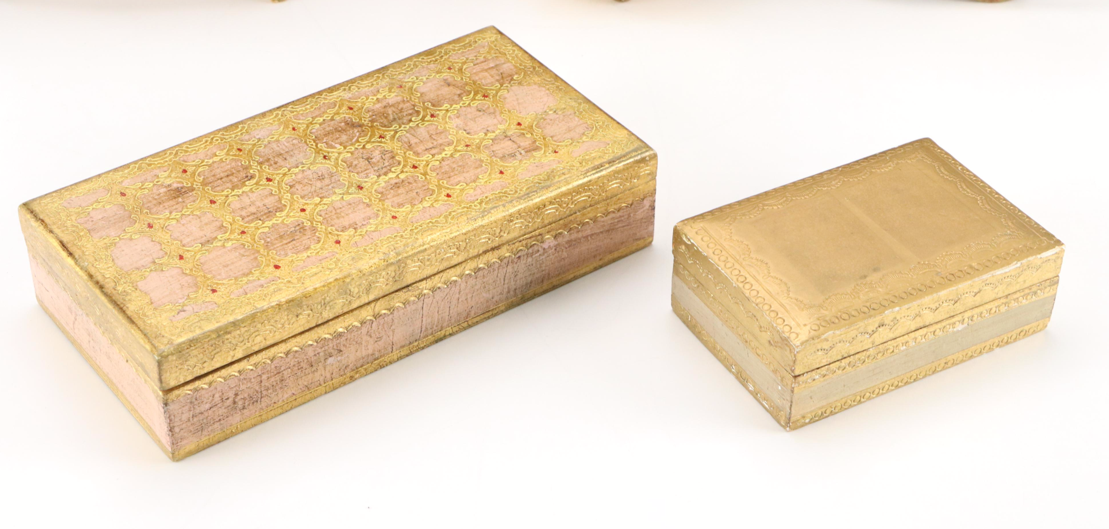 Florentine Gilt Miniature Dresser Jewelry Boxes and Other Italian Wood Décor