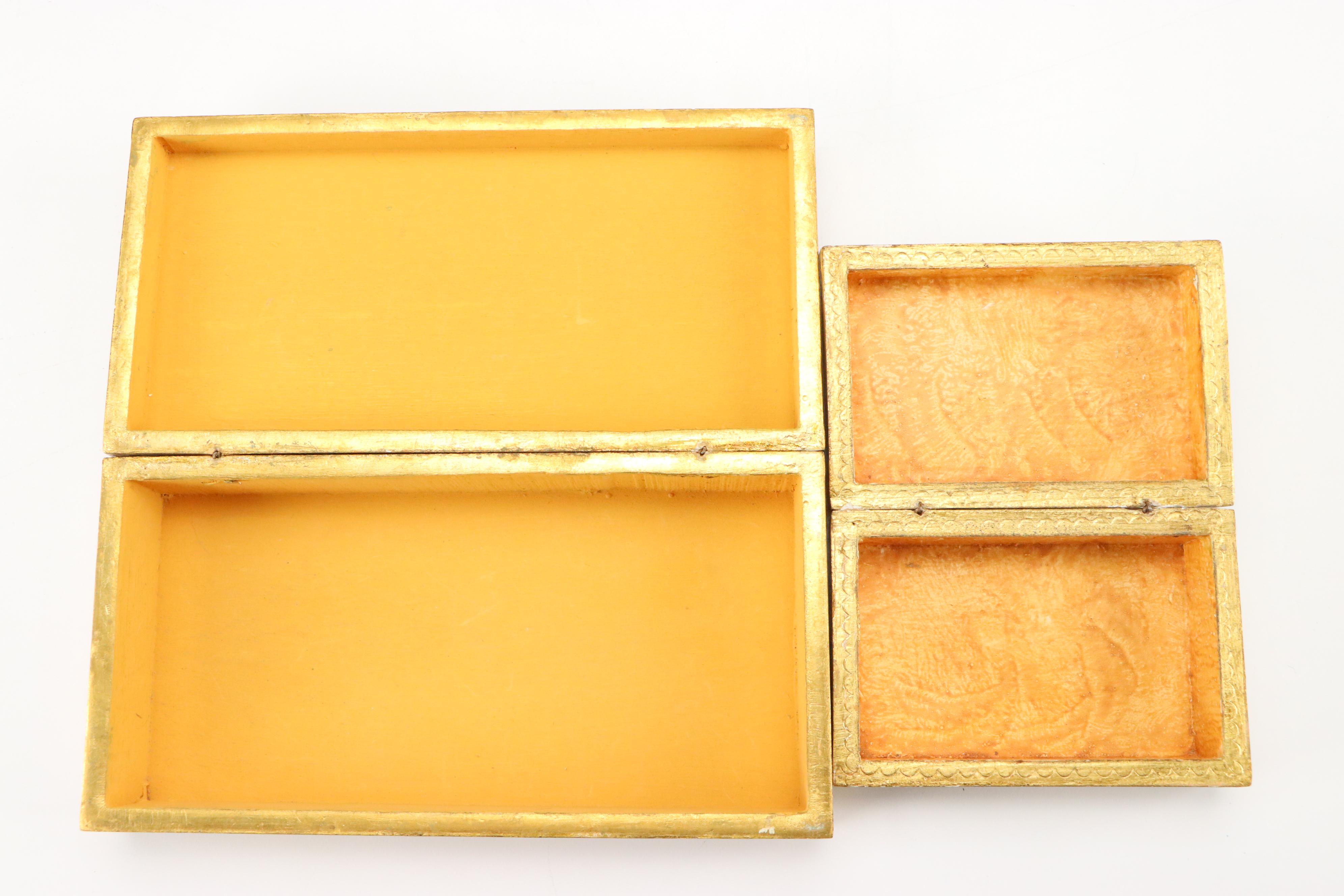 Florentine Gilt Miniature Dresser Jewelry Boxes and Other Italian Wood Décor