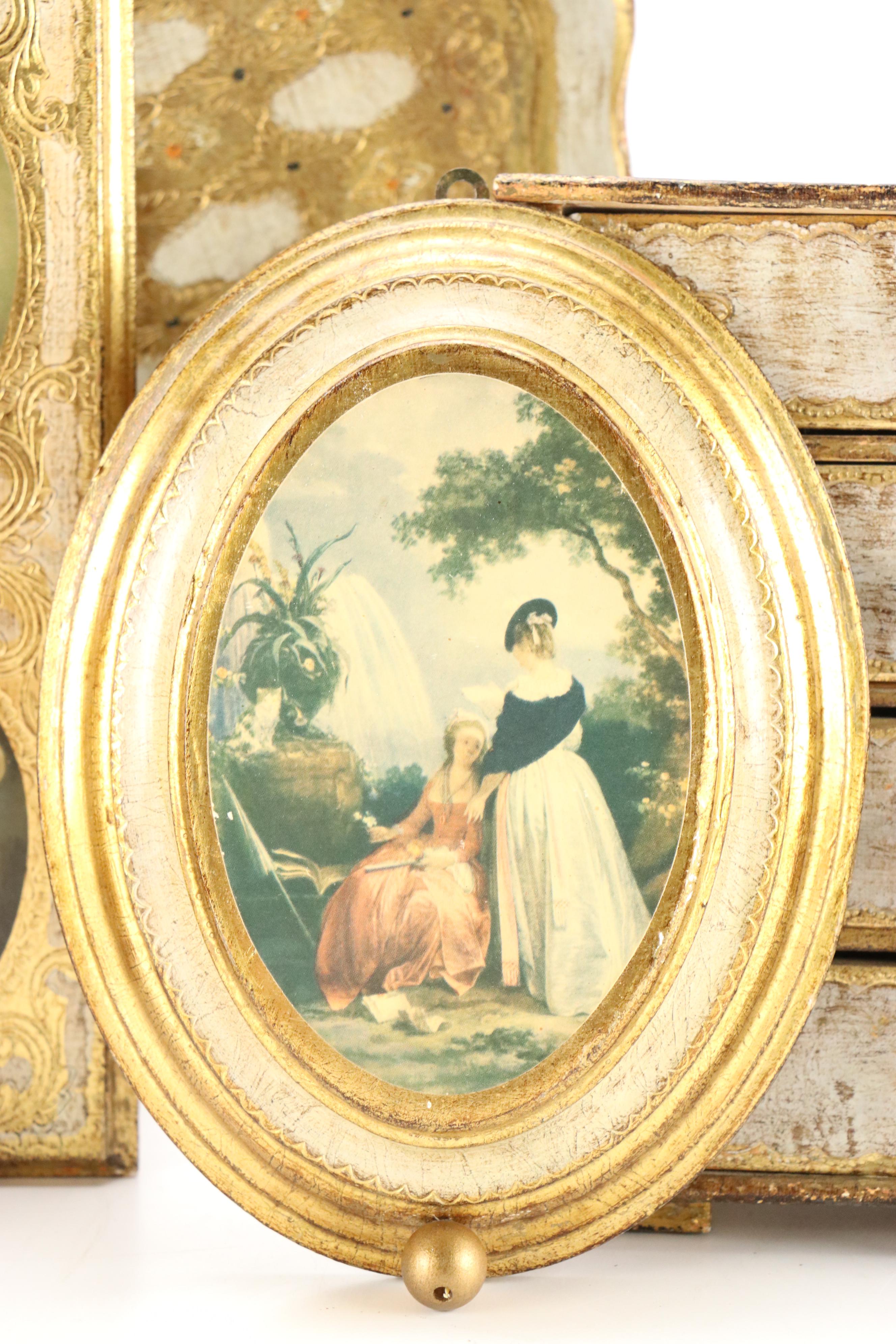 Florentine Gilt Miniature Dresser Jewelry Boxes and Other Italian Wood Décor