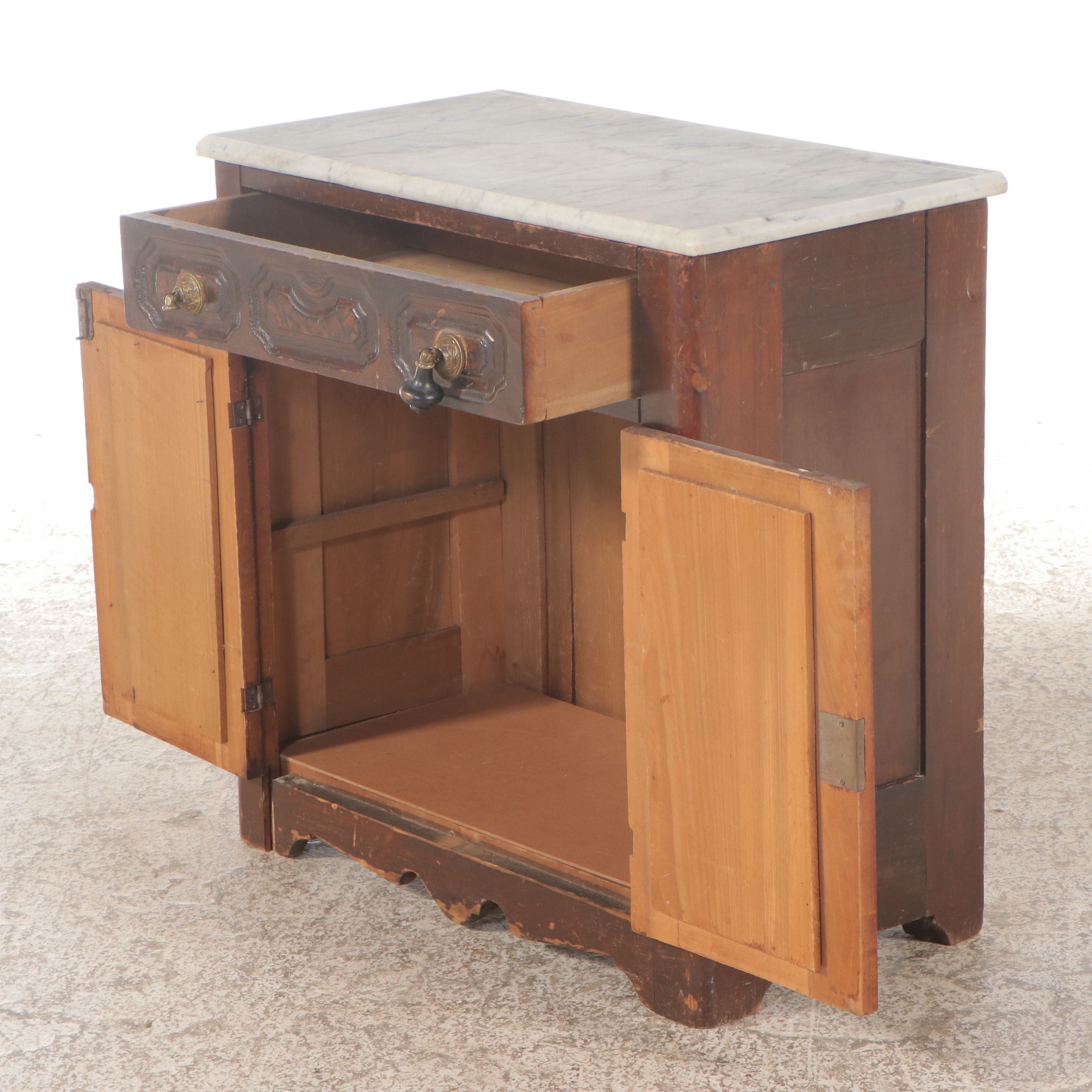 Antique Victorian Mahogany Washstand with Marble Top