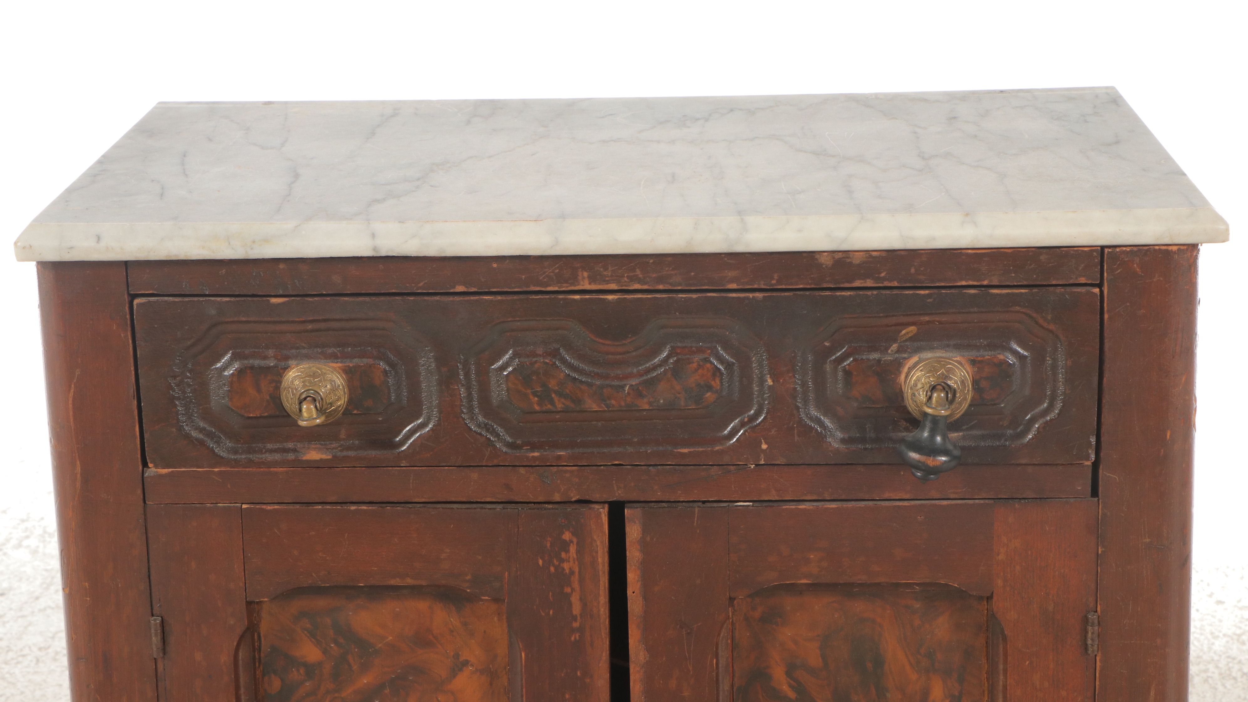 Antique Victorian Mahogany Washstand with Marble Top