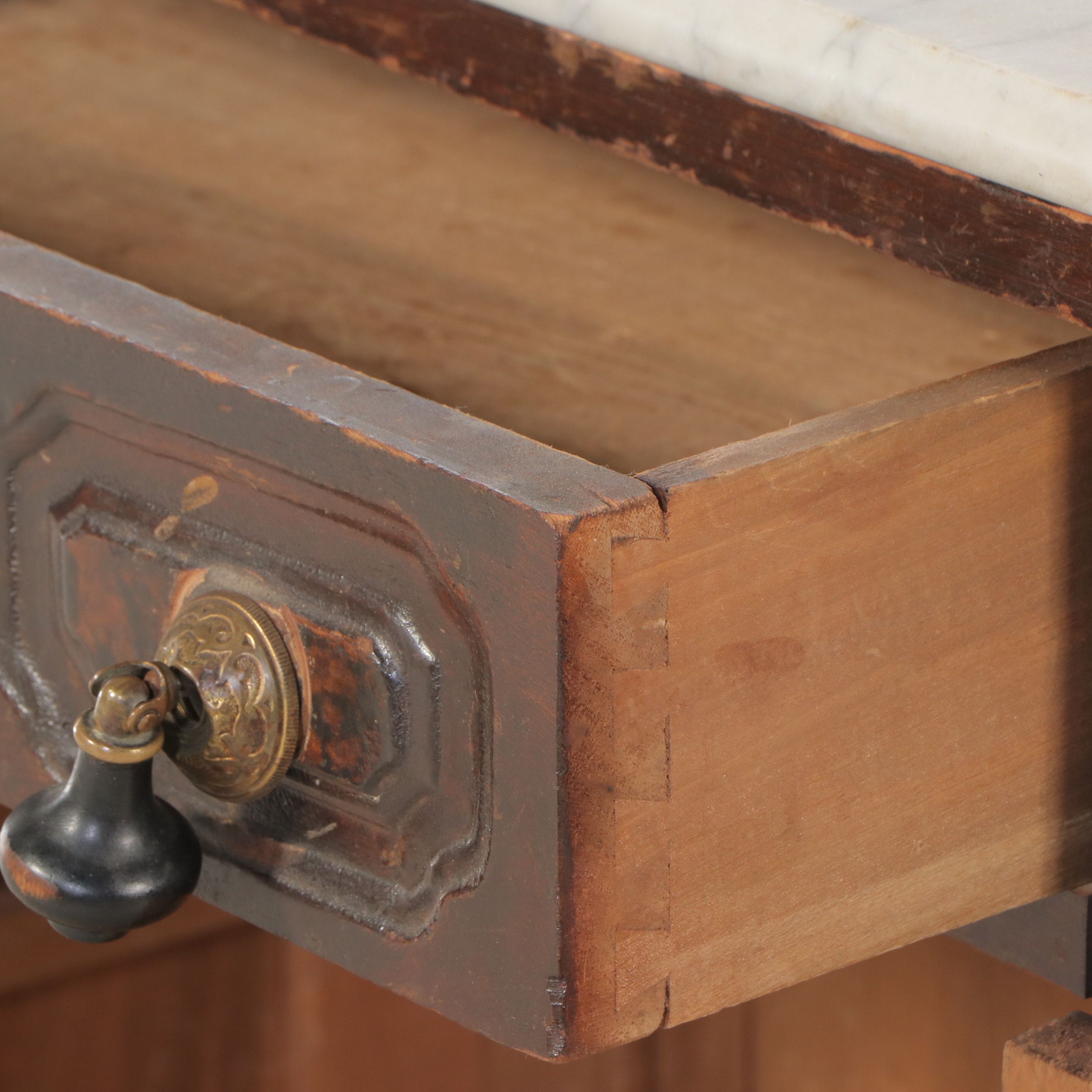 Antique Victorian Mahogany Washstand with Marble Top