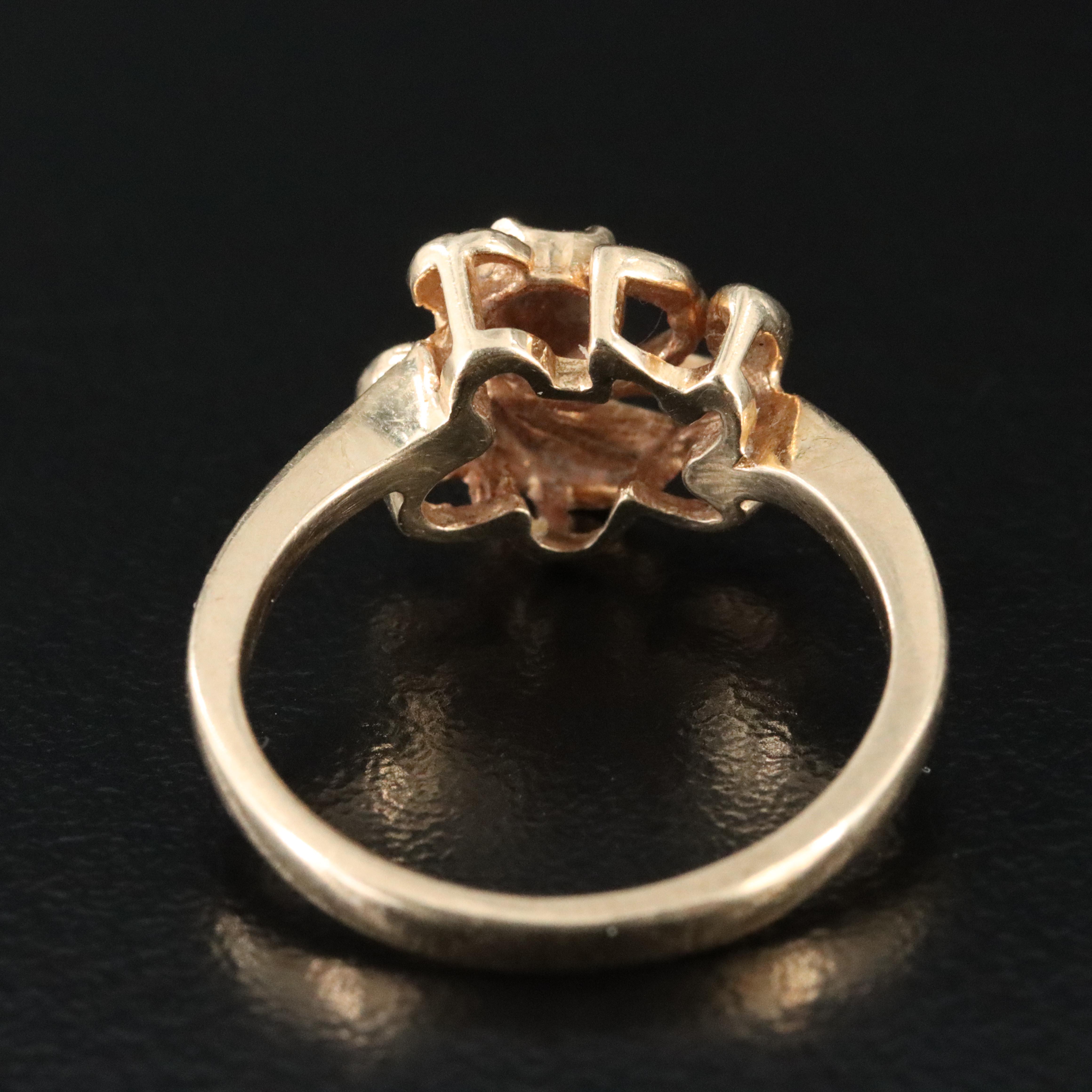 14K 0.01 CT Diamond Flower Ring