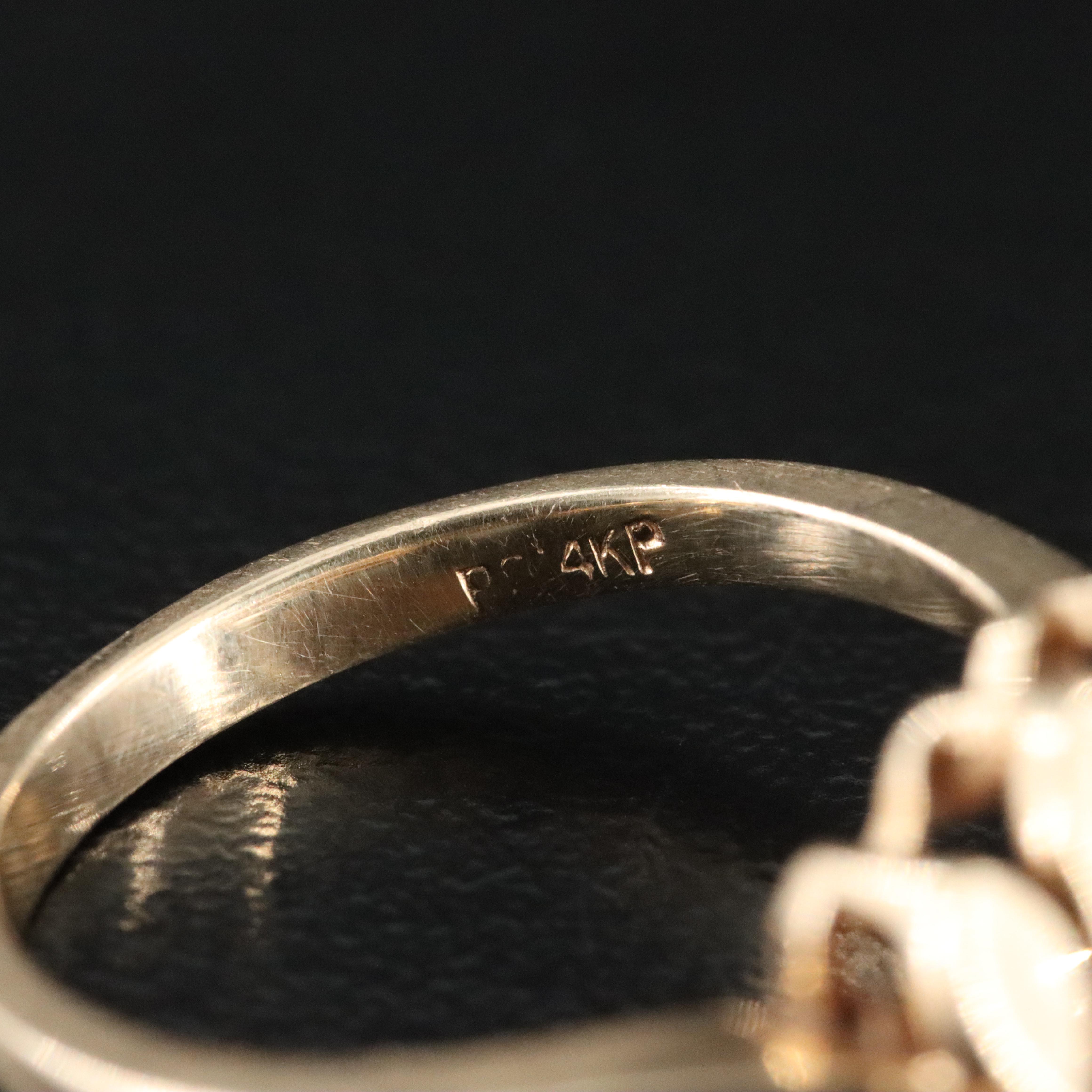 14K 0.01 CT Diamond Flower Ring