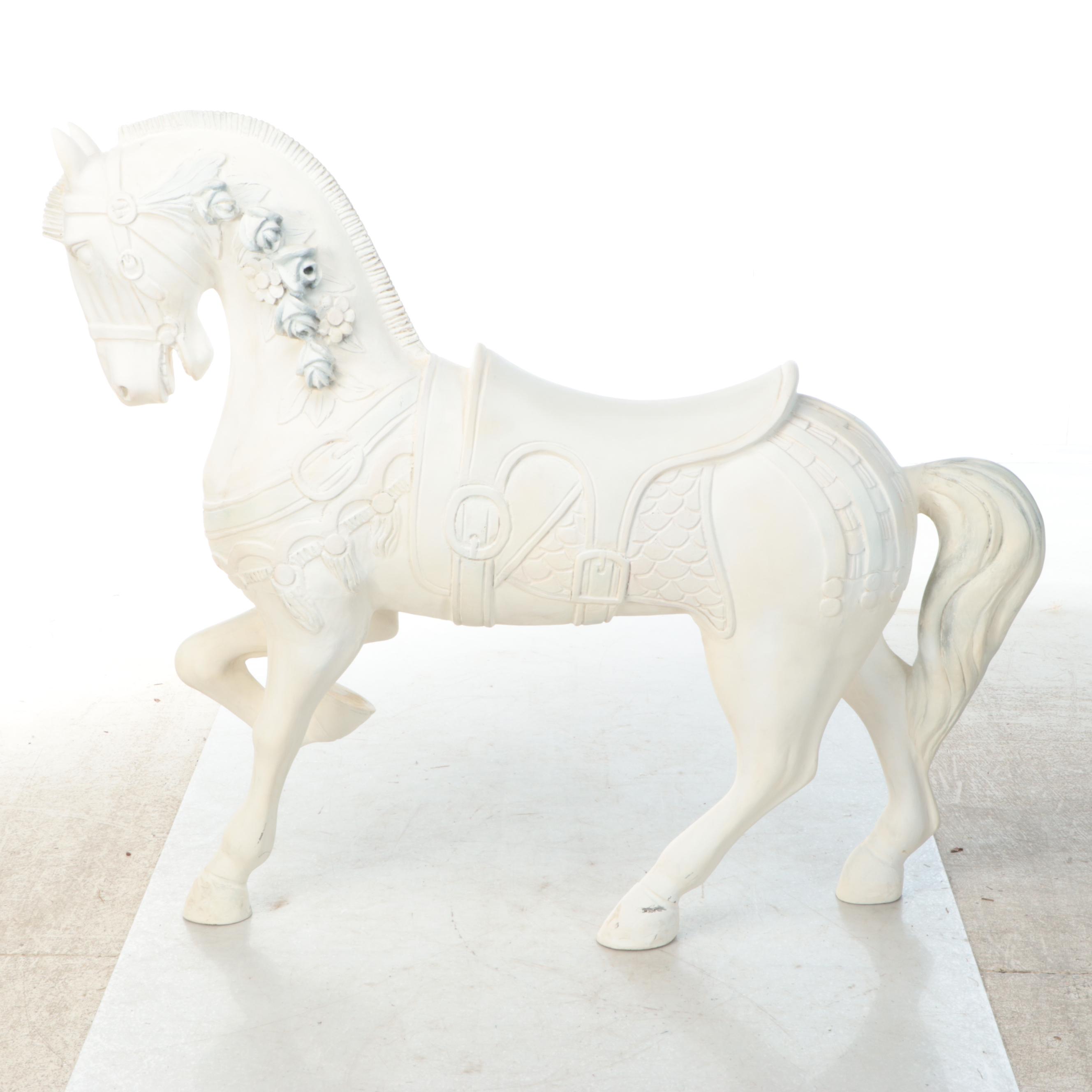 Large Cast Resin Carousel Horse