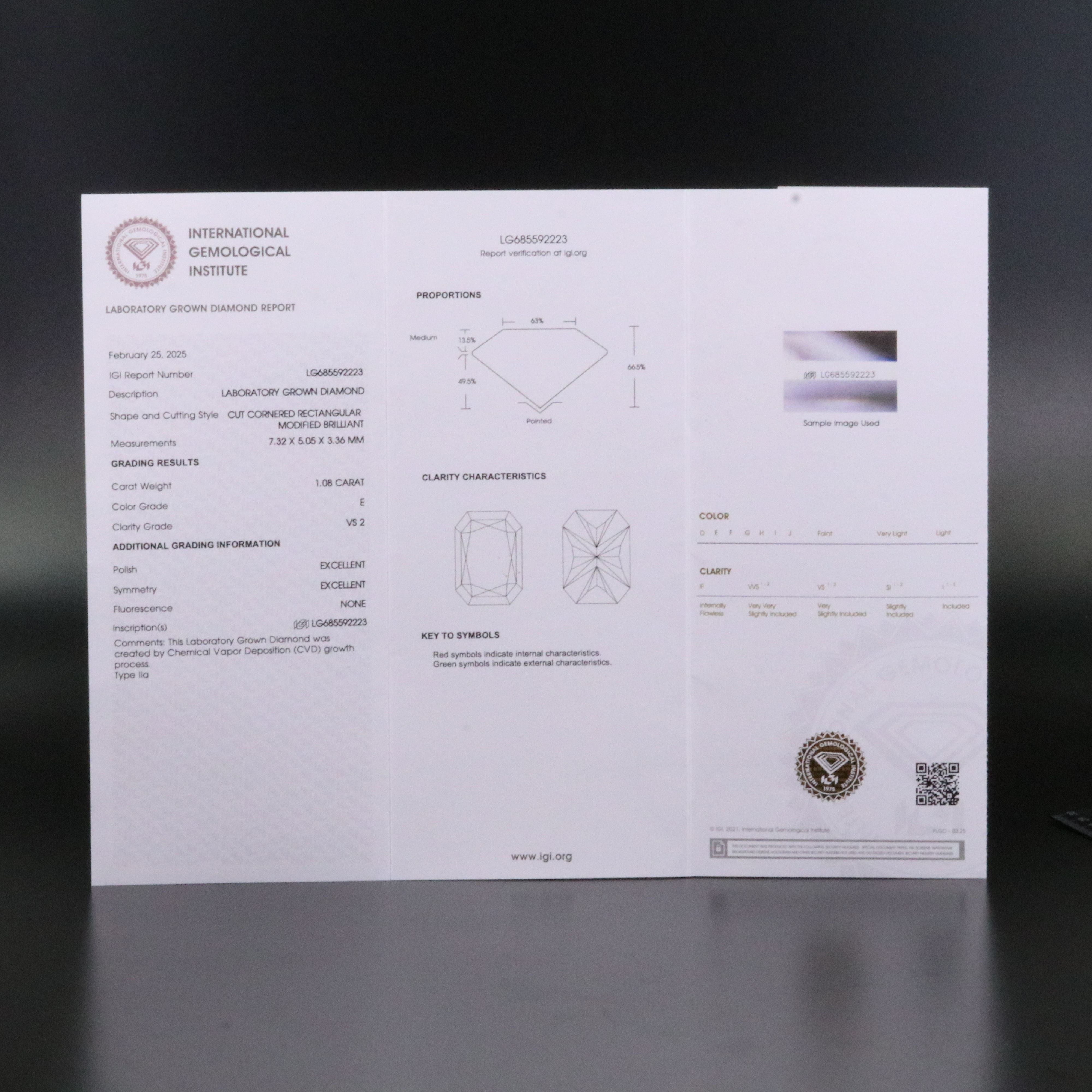 Loose 1.08 CT Lab Grown Diamond with IGI Report