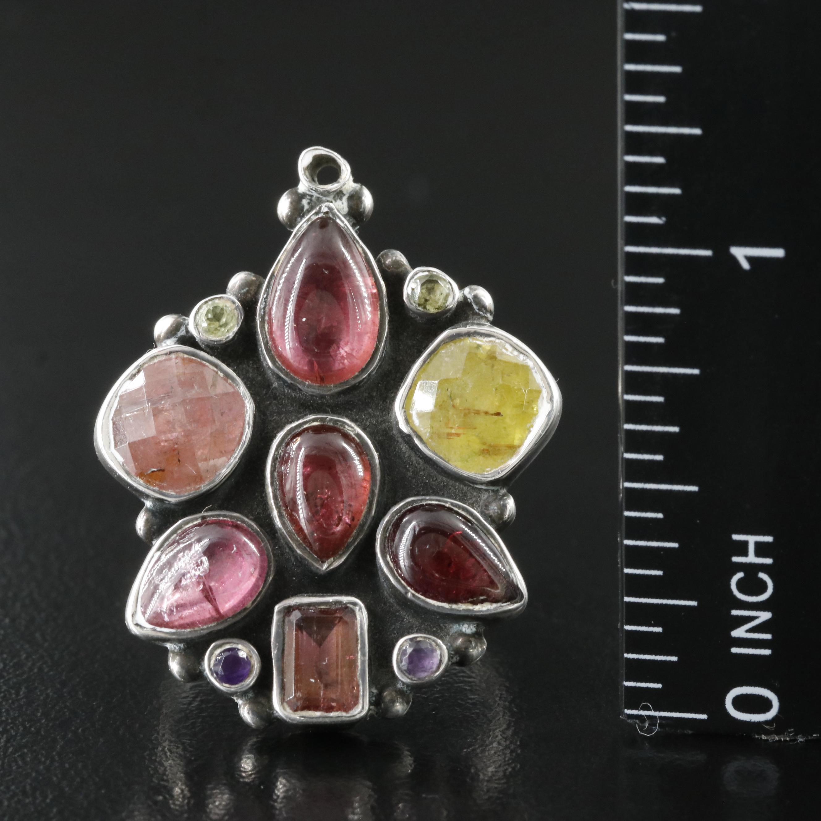 Sterling Gemstone Cluster Ring