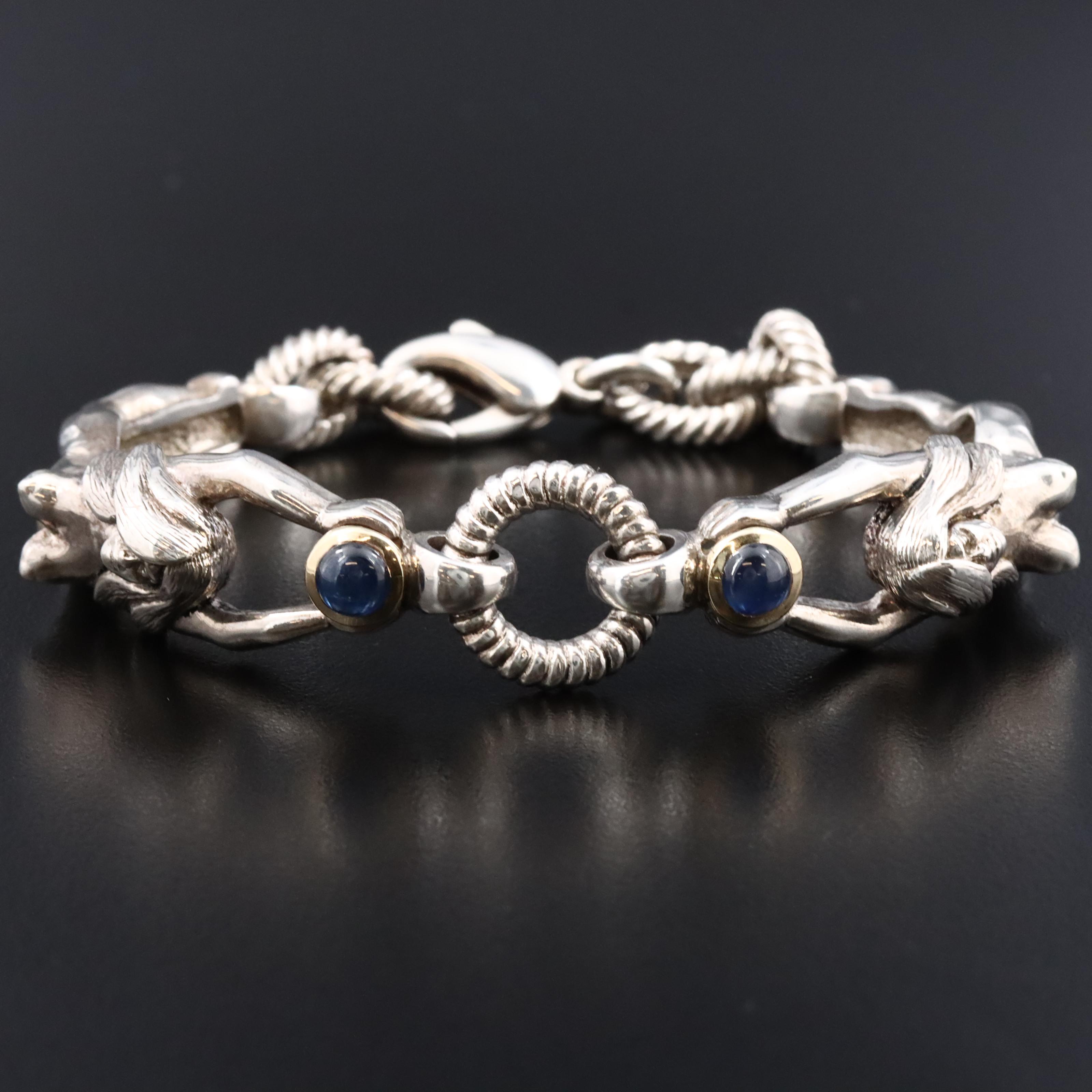 Sterling Sapphire Bracelet with 14K Yellow Gold Accents