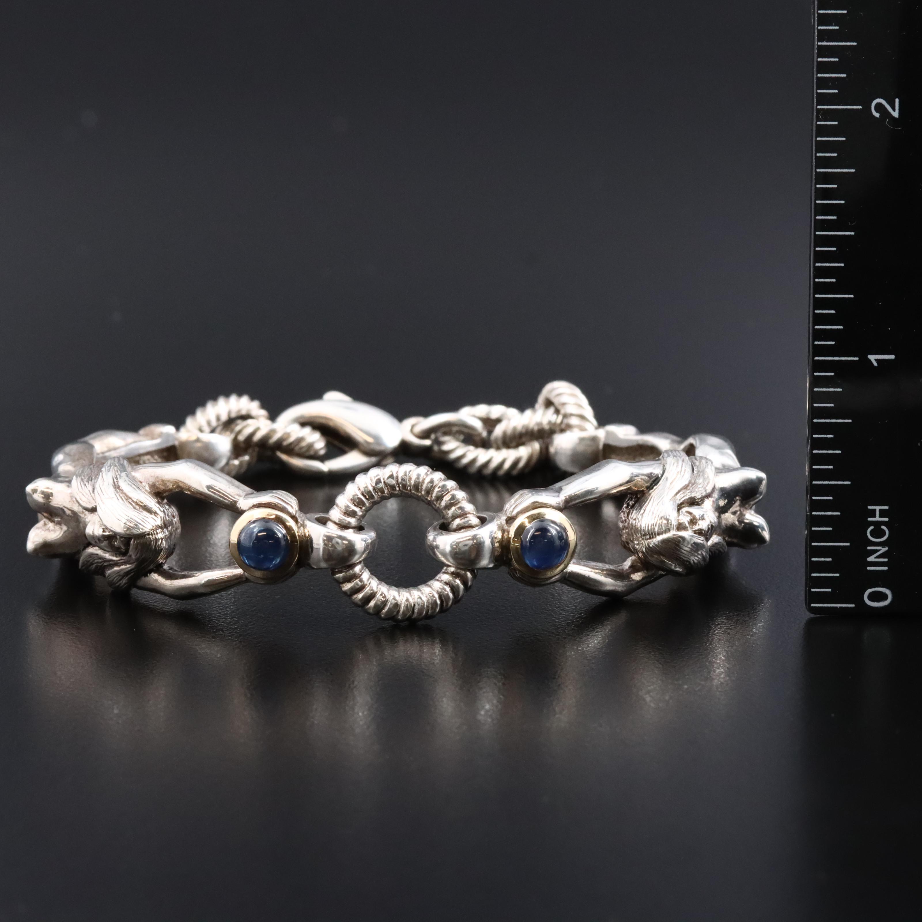Sterling Sapphire Bracelet with 14K Yellow Gold Accents