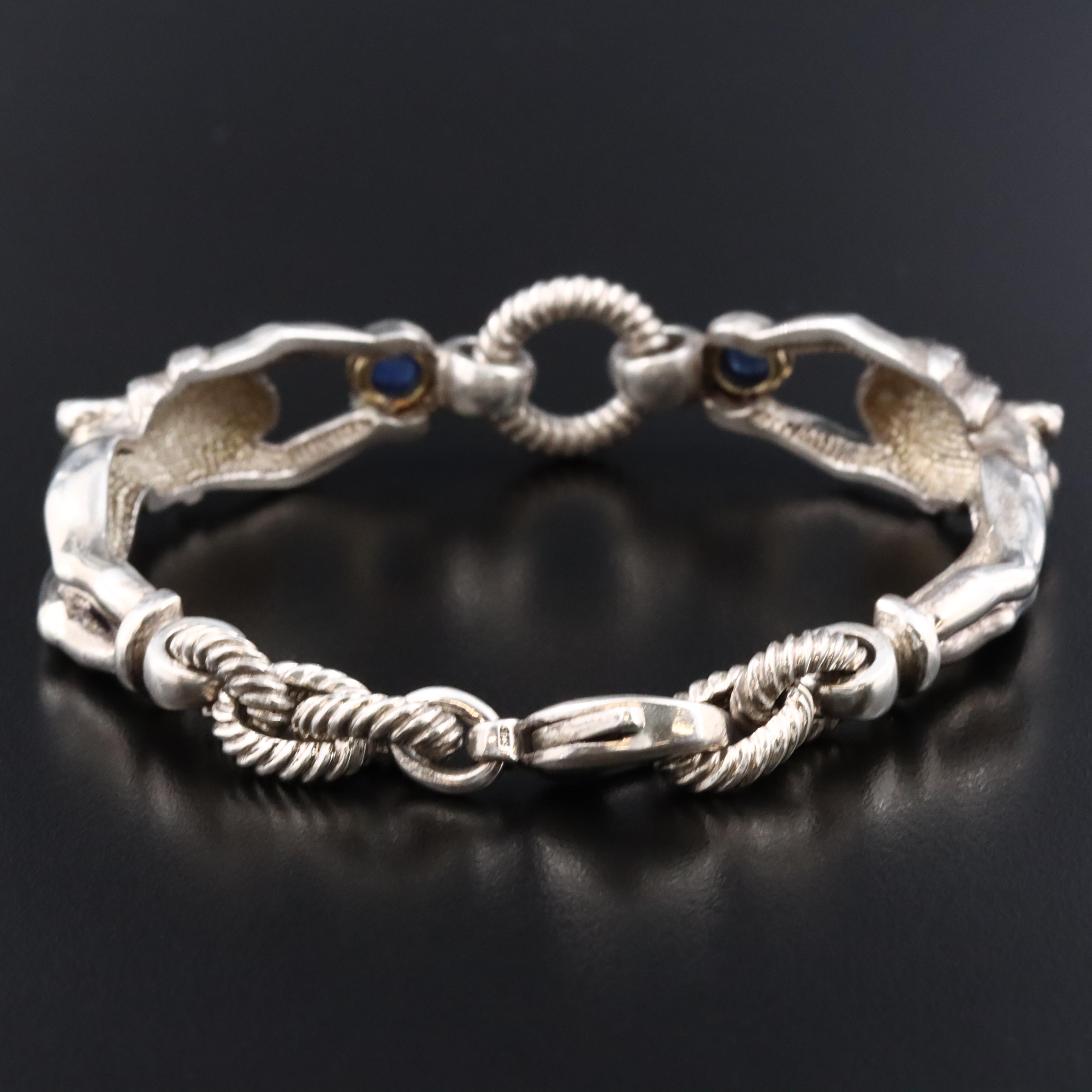 Sterling Sapphire Bracelet with 14K Yellow Gold Accents