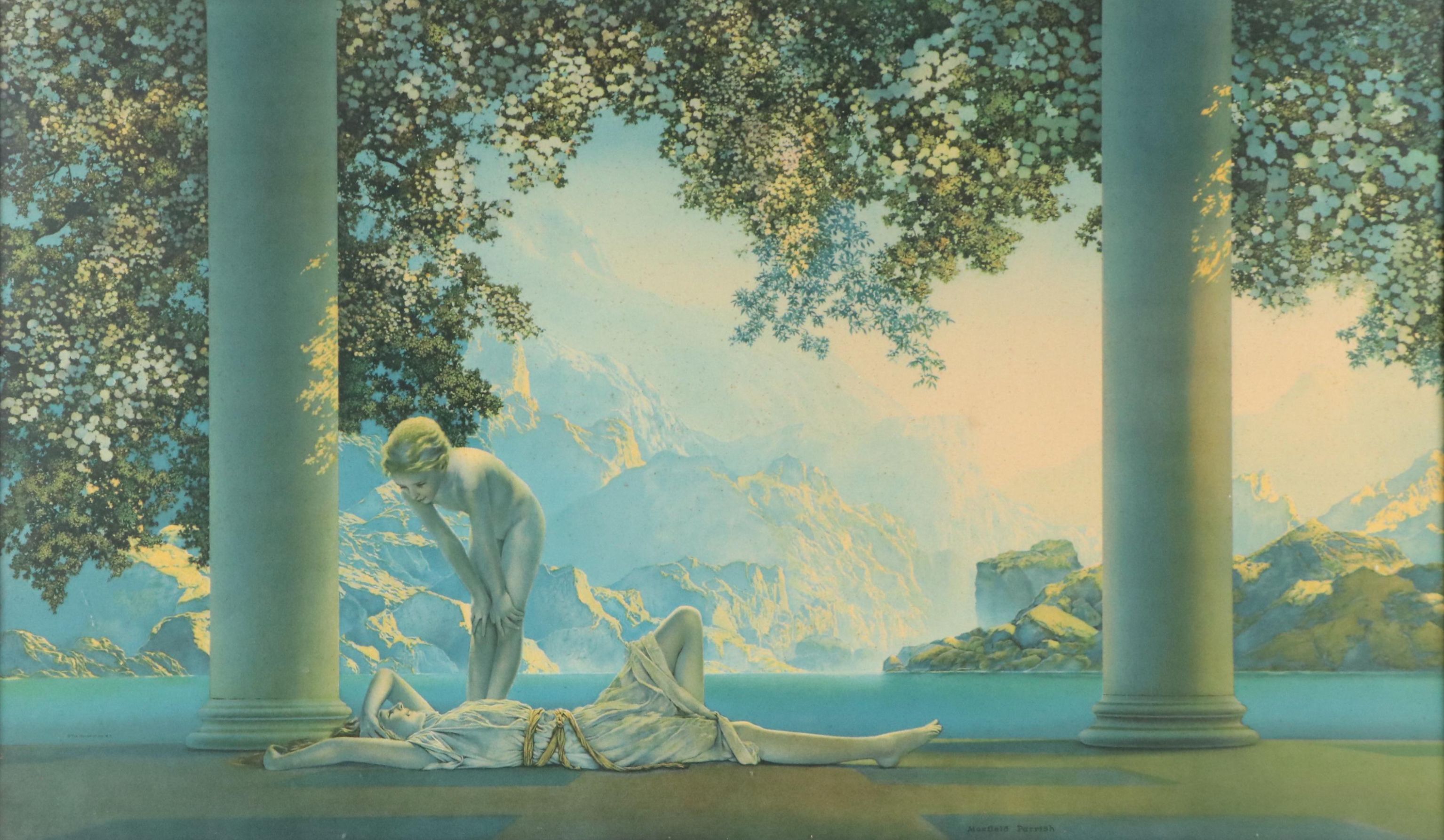 Maxfield Parrish Chromolithograph "Daybreak," Circa 1920