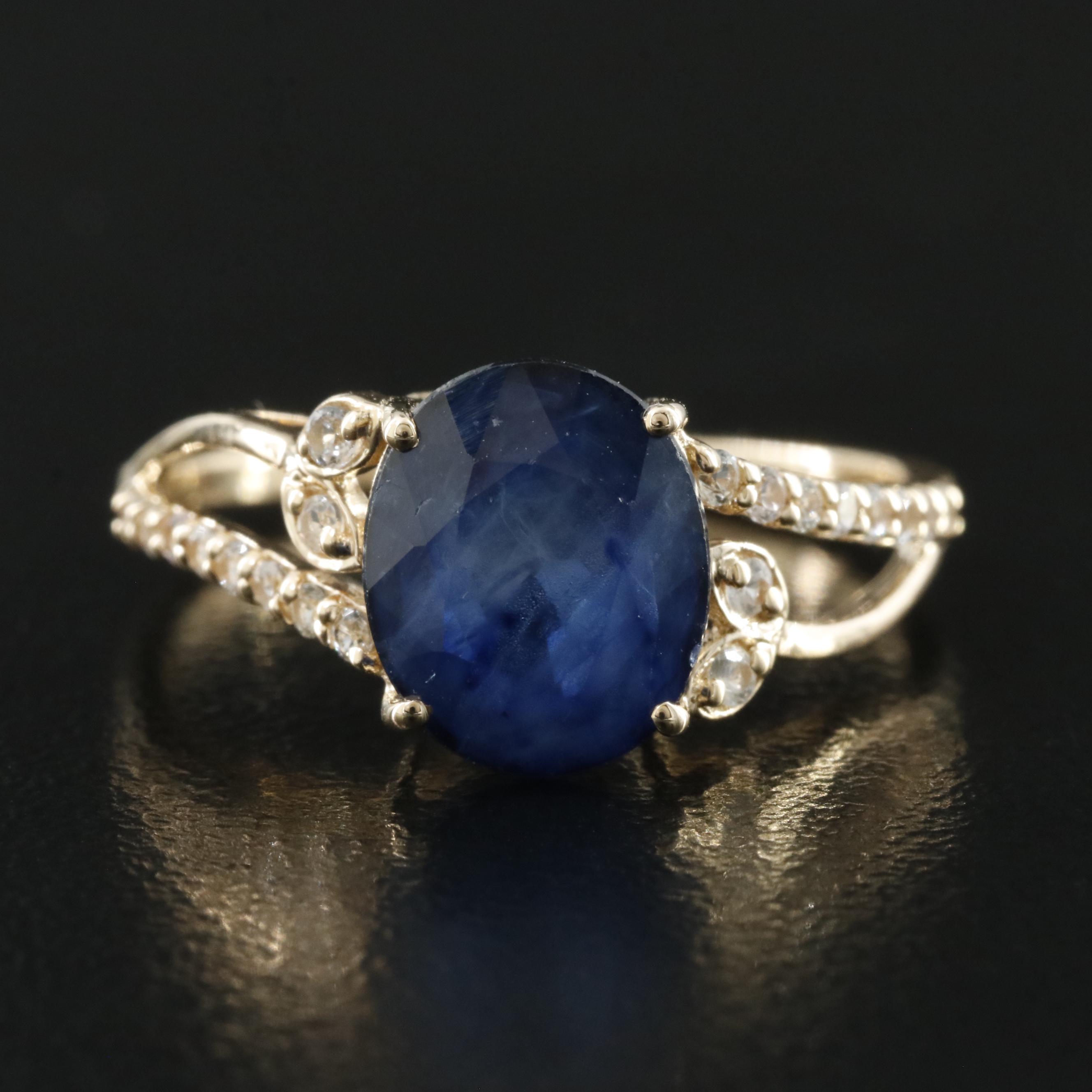 14K Sapphire and White Sapphire Ring