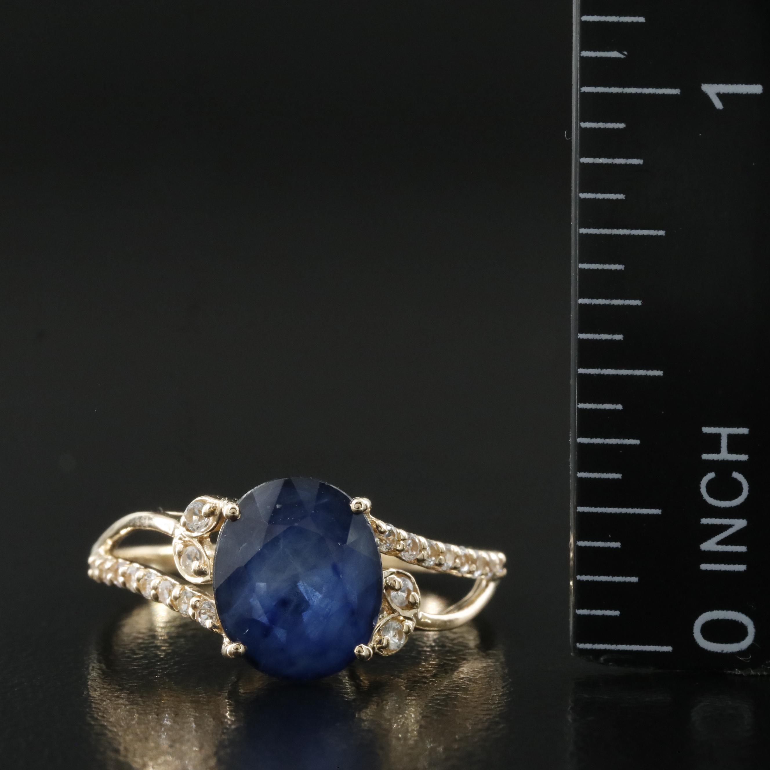 14K Sapphire and White Sapphire Ring