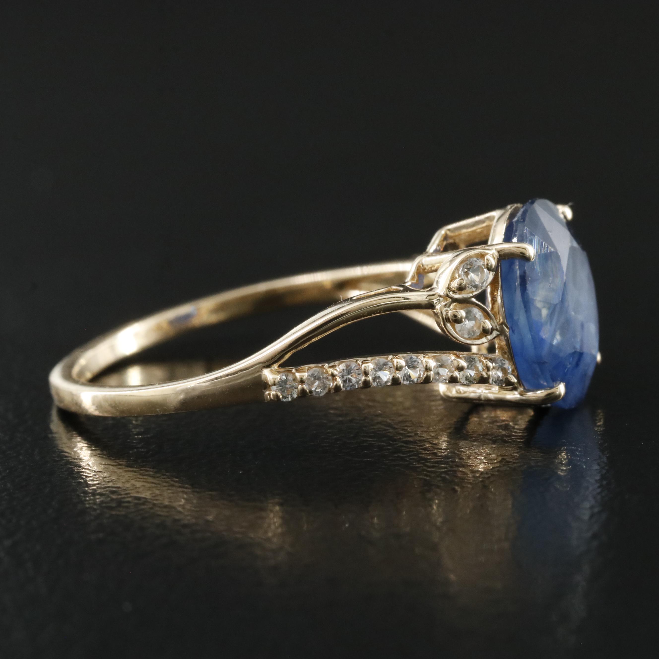 14K Sapphire and White Sapphire Ring