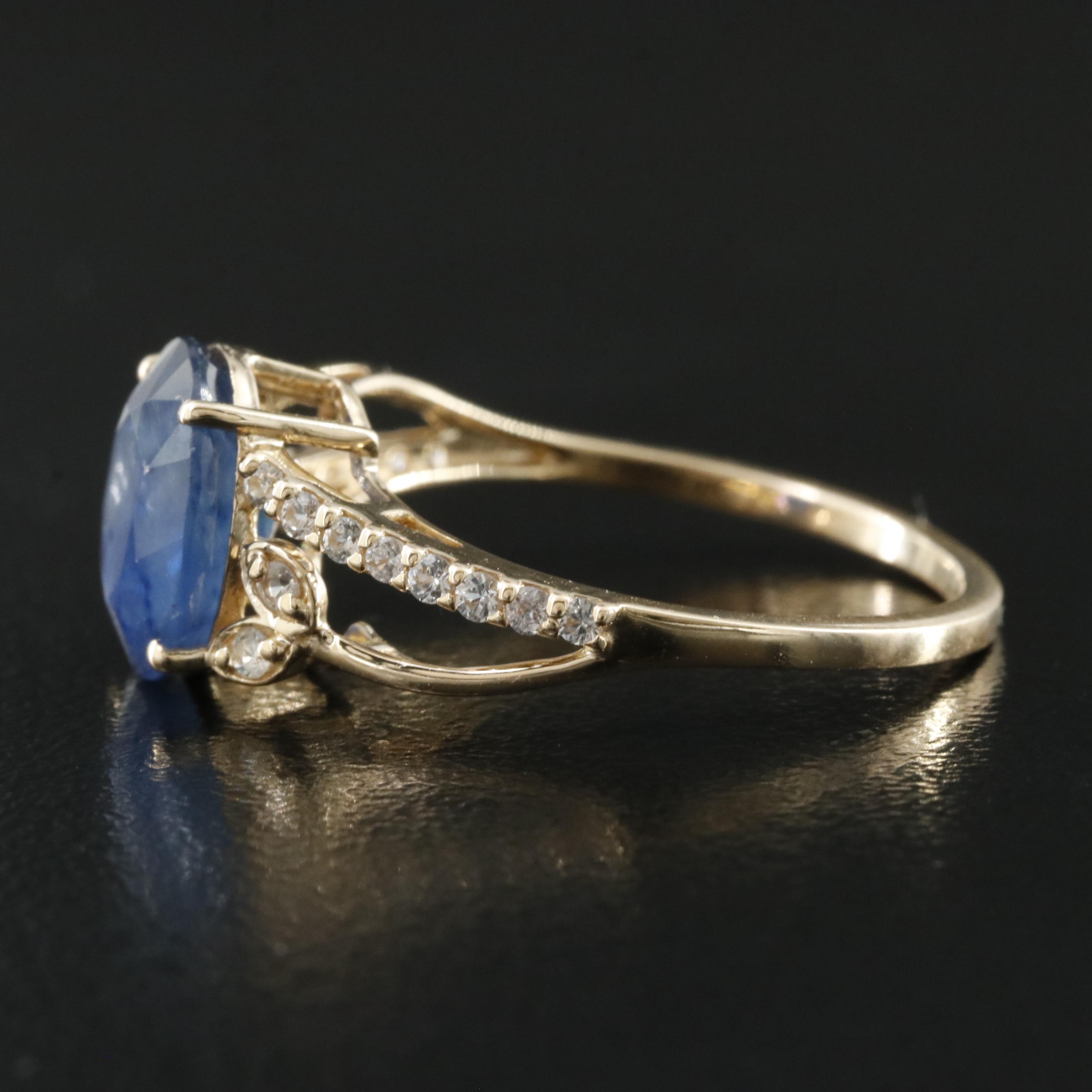 14K Sapphire and White Sapphire Ring