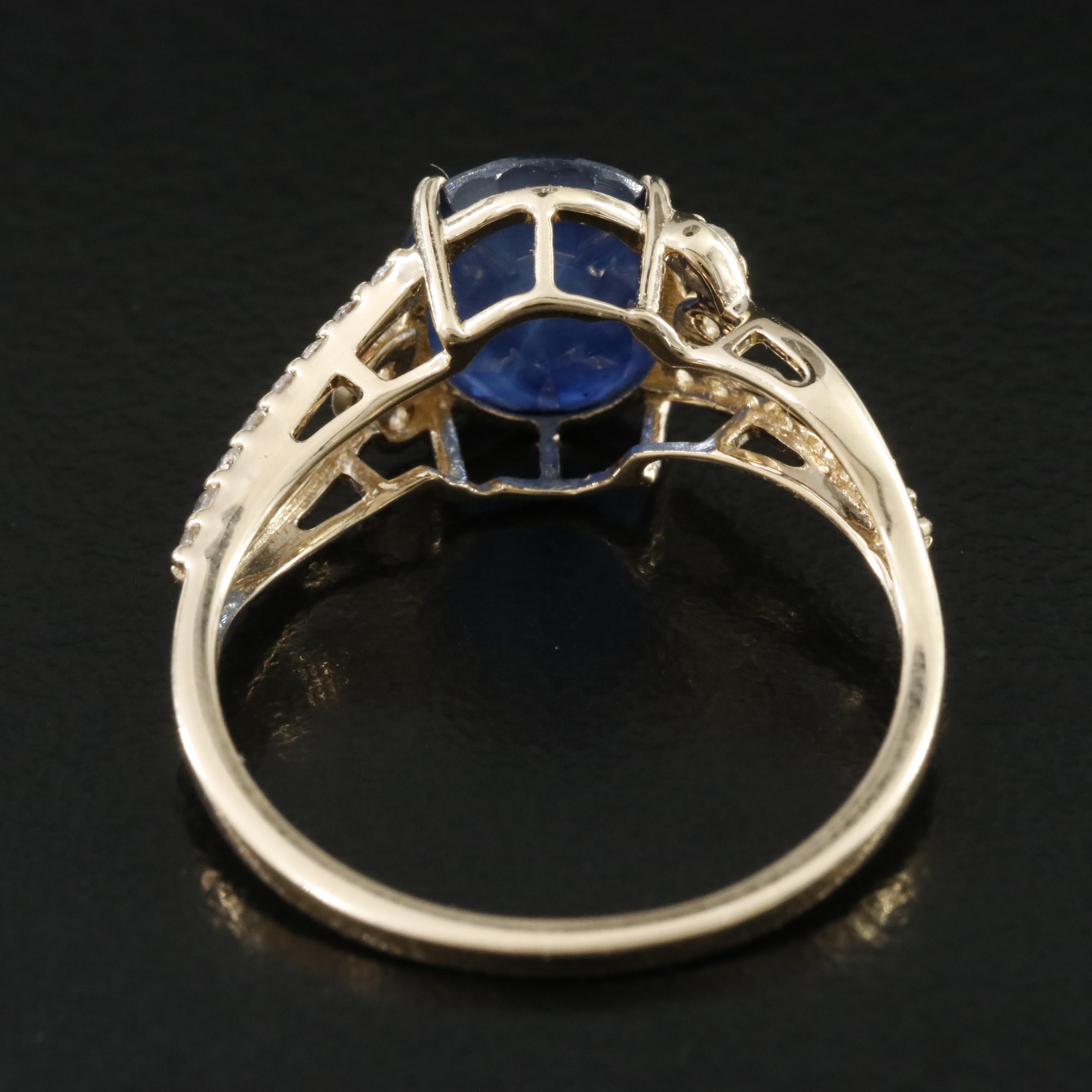 14K Sapphire and White Sapphire Ring