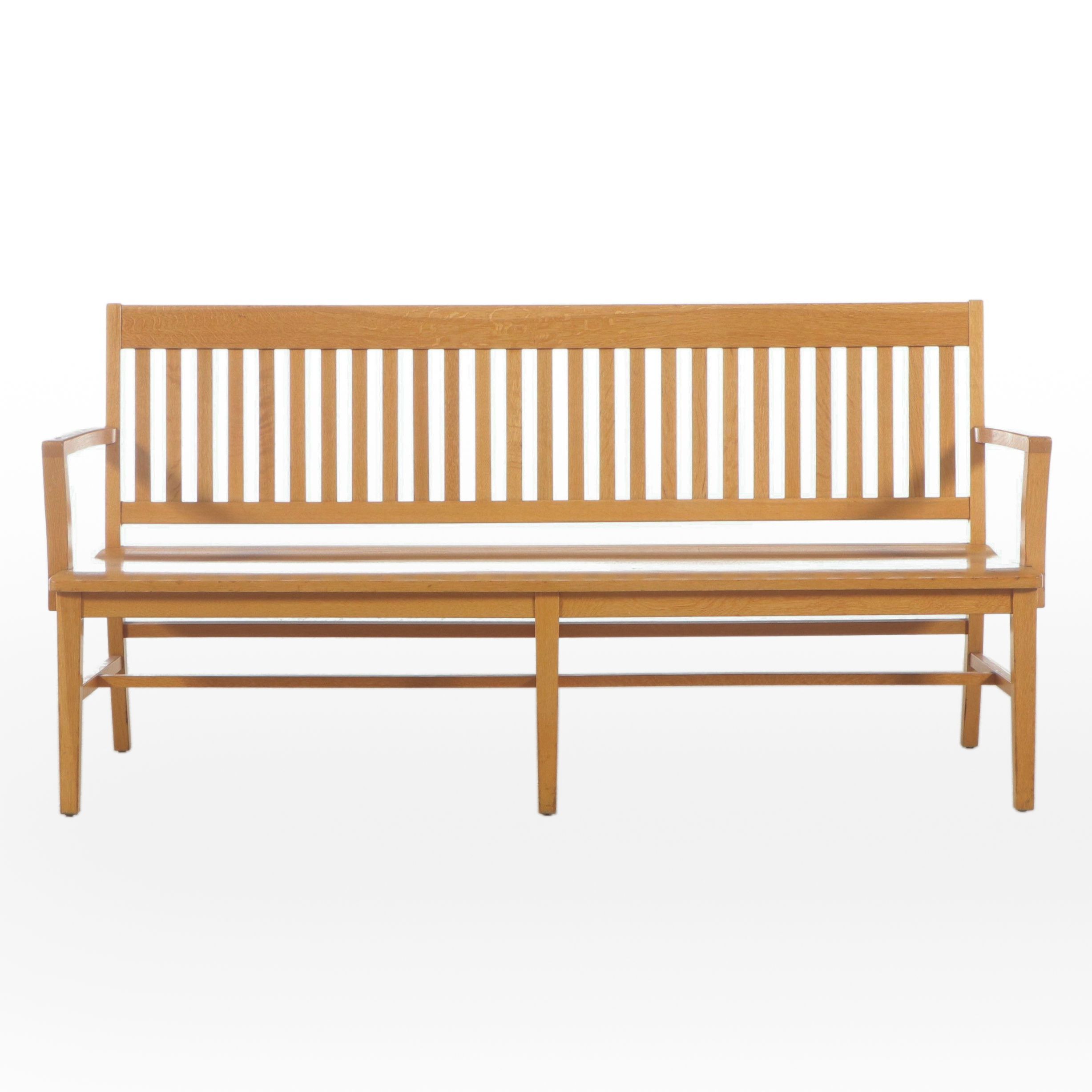 W. H. Gunlocke Chair Co. Arts & Crafts Style Oak Lawyer's Bench