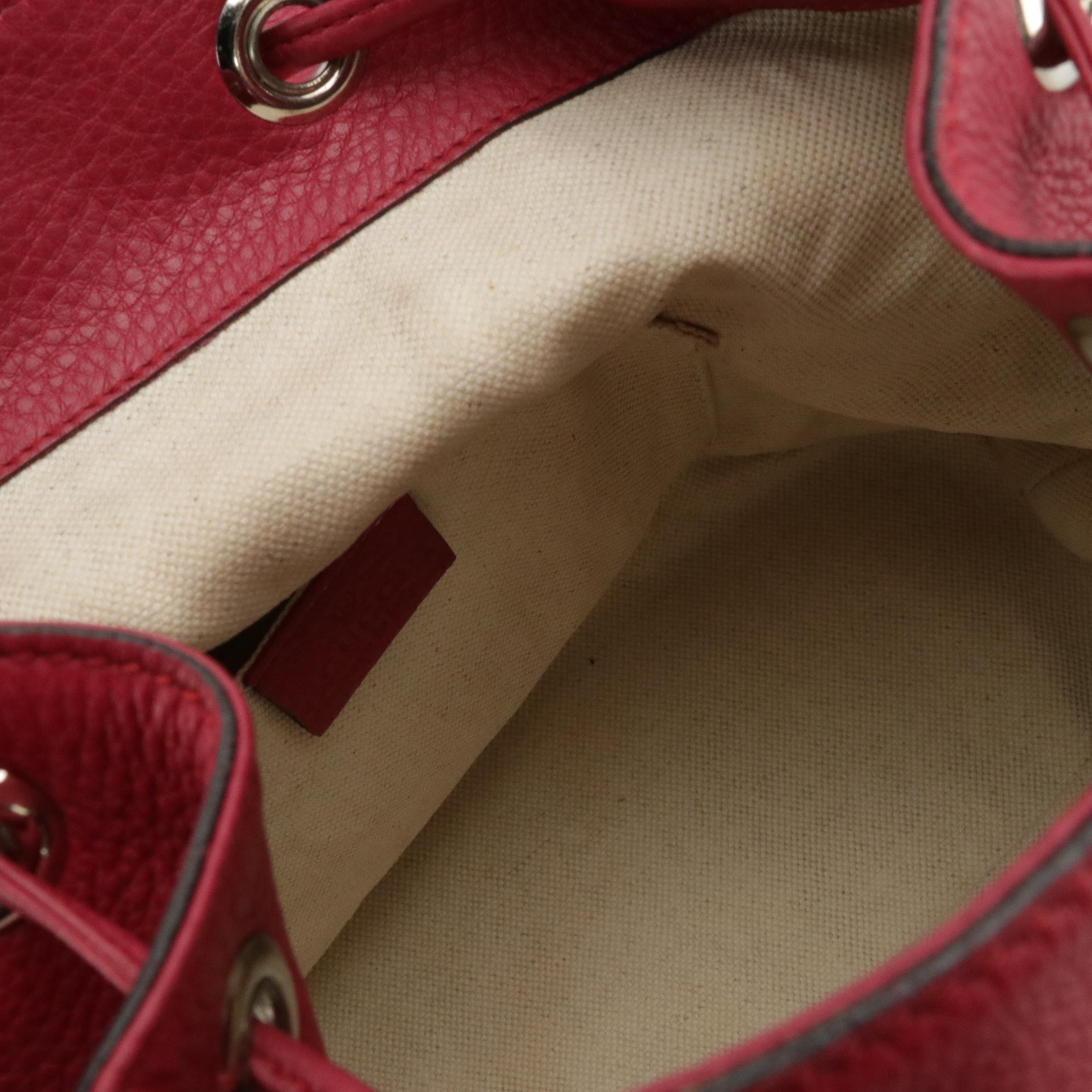 Gucci Small Bamboo Front-Pocket Backpack in Magenta Grained Leather