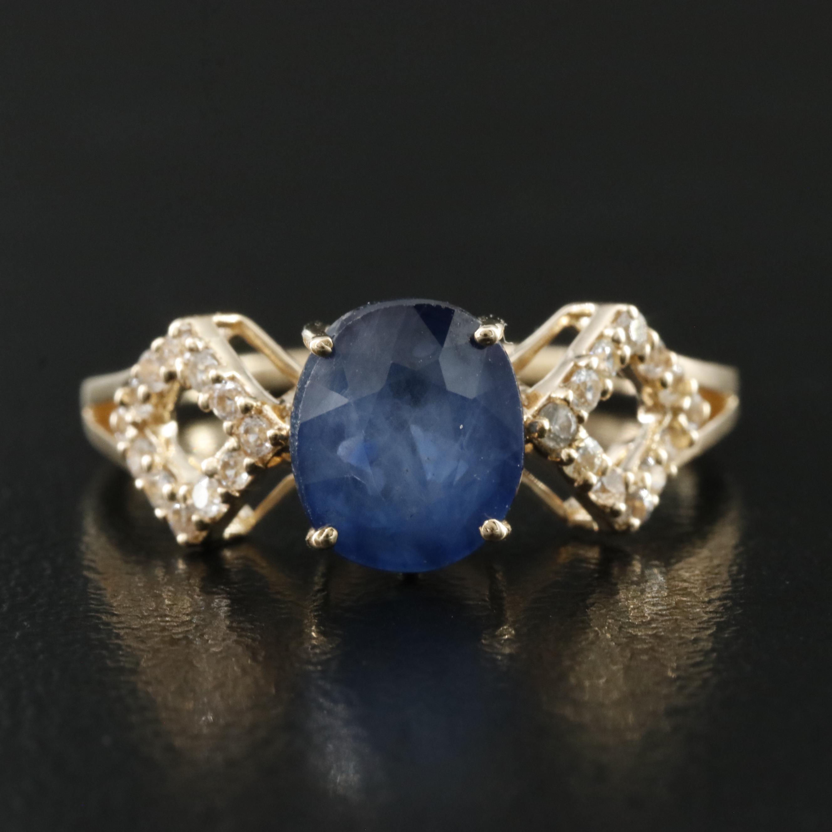 14K 1.91 CT Sapphire and White Sapphire Ring