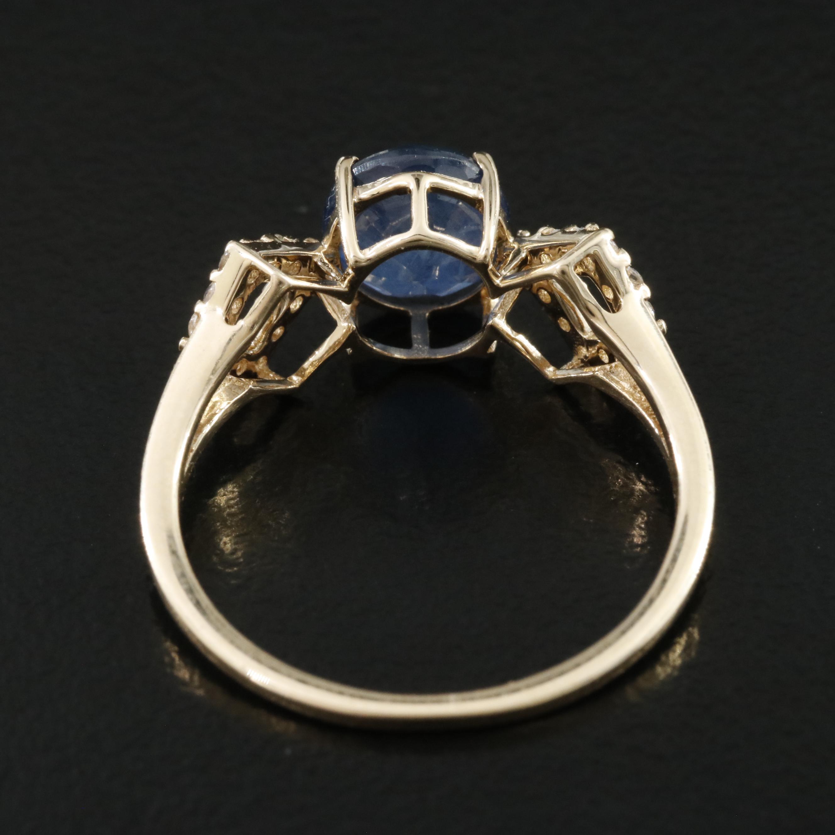 14K 1.91 CT Sapphire and White Sapphire Ring